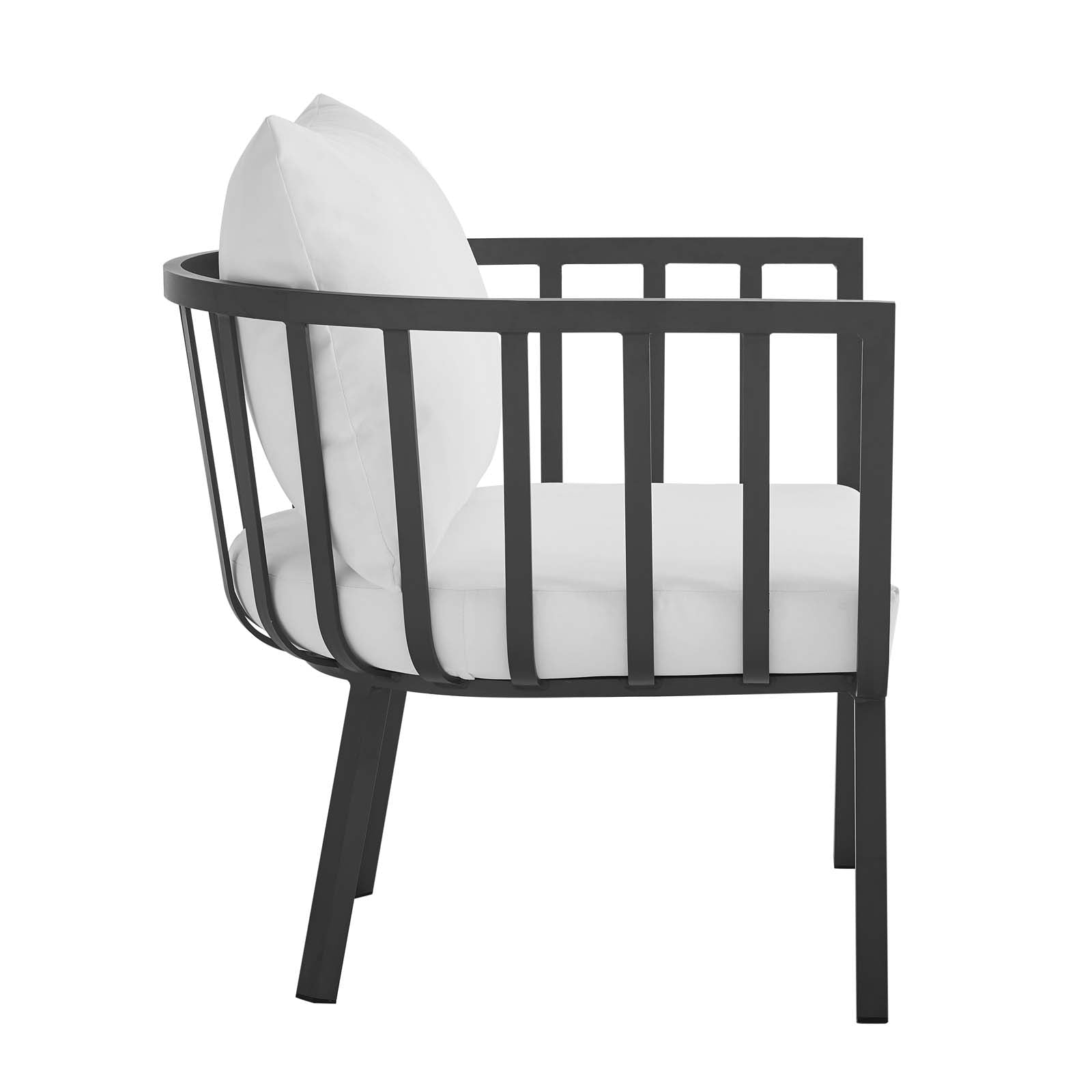 Stylish Riverside 5 Piece Outdoor Patio Aluminum Loveseat Set with Comfortable Plush Cushions for Memorable Gatherings