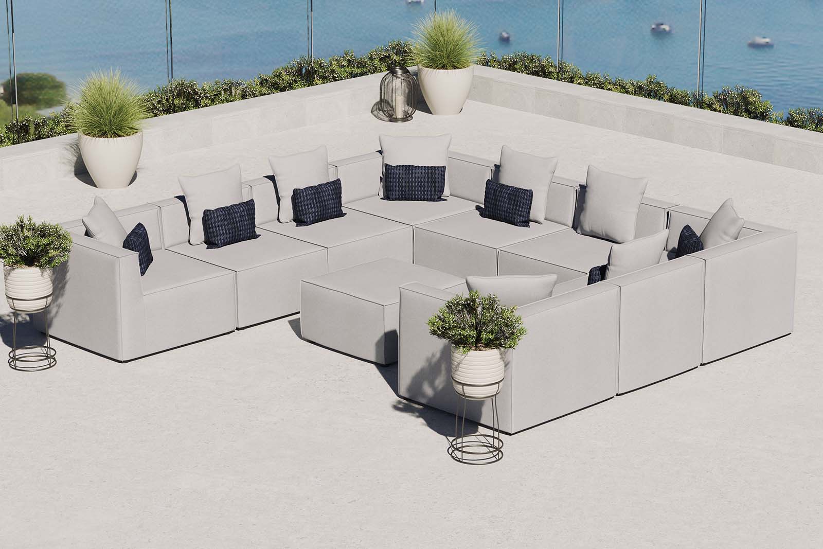 Saybrook Modern All-Weather 10-Piece Outdoor Sectional Sofa Set for a Relaxing Patio Retreat