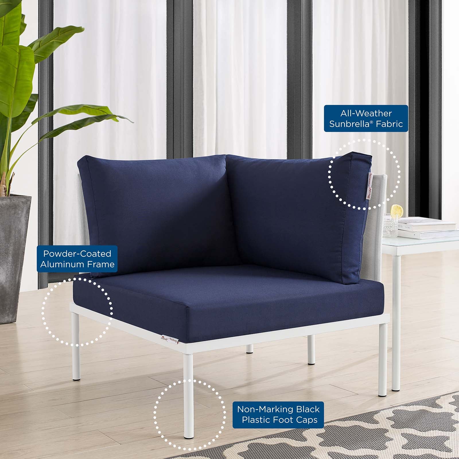 Harmony All-Weather Outdoor Patio Corner Chair with Comfortable Sunbrella® Cushions