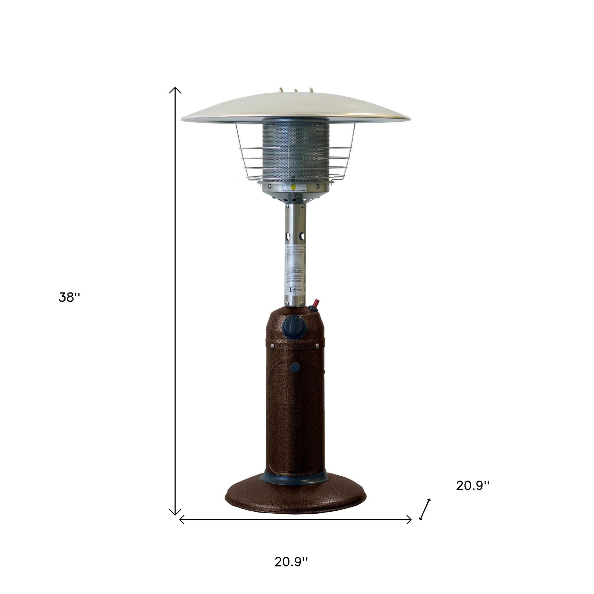 11000 BTU Portable Bronze Steel Propane Tabletop Patio Heater - Safe & Cozy Outdoor Warmth