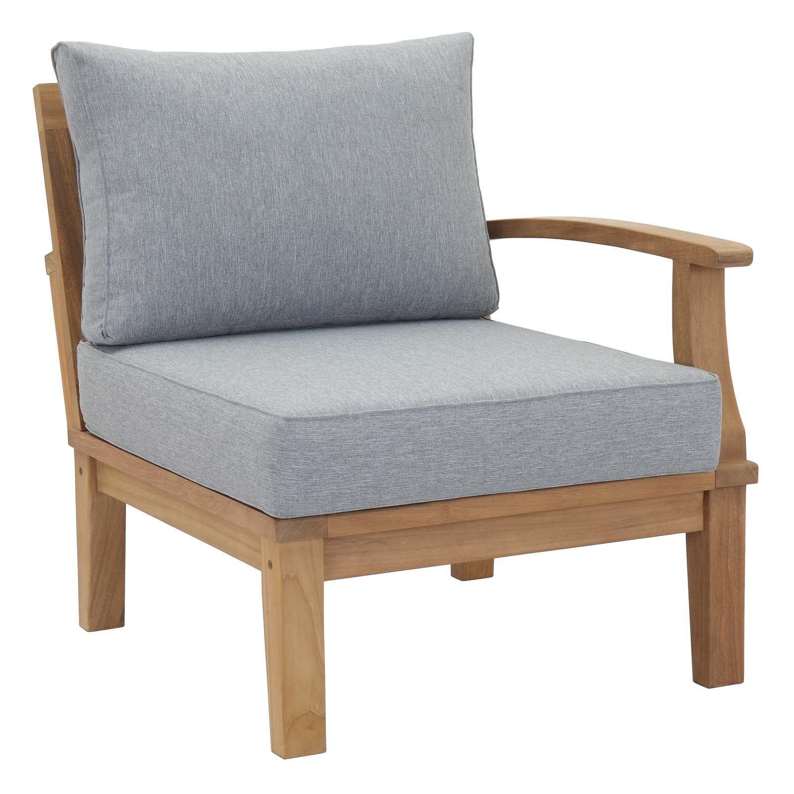 Marina 6-Piece Teak Outdoor Furniture Set with Weatherproof Cushions and Contemporary Design