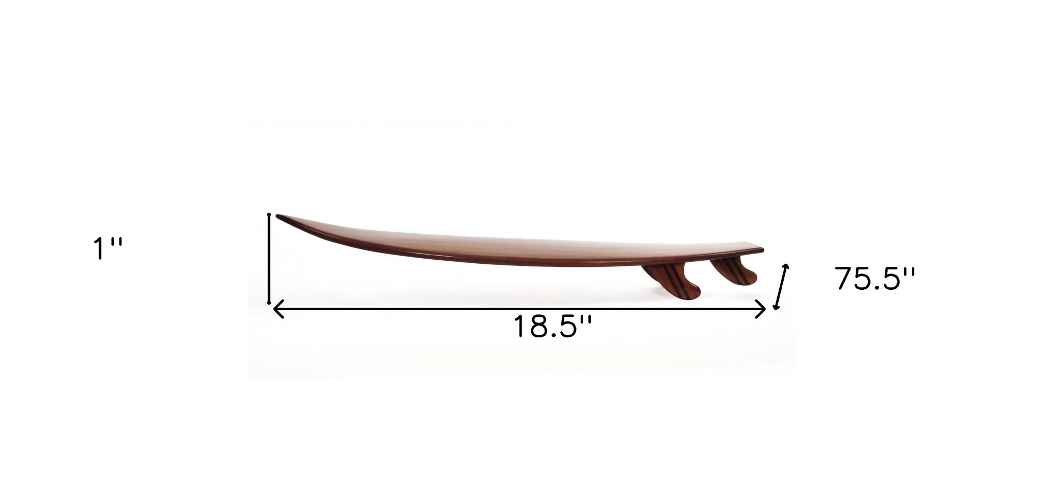 18.5" Handcrafted Western Red Cedar Surfboard with 3 Fins for Wave Riding Bliss