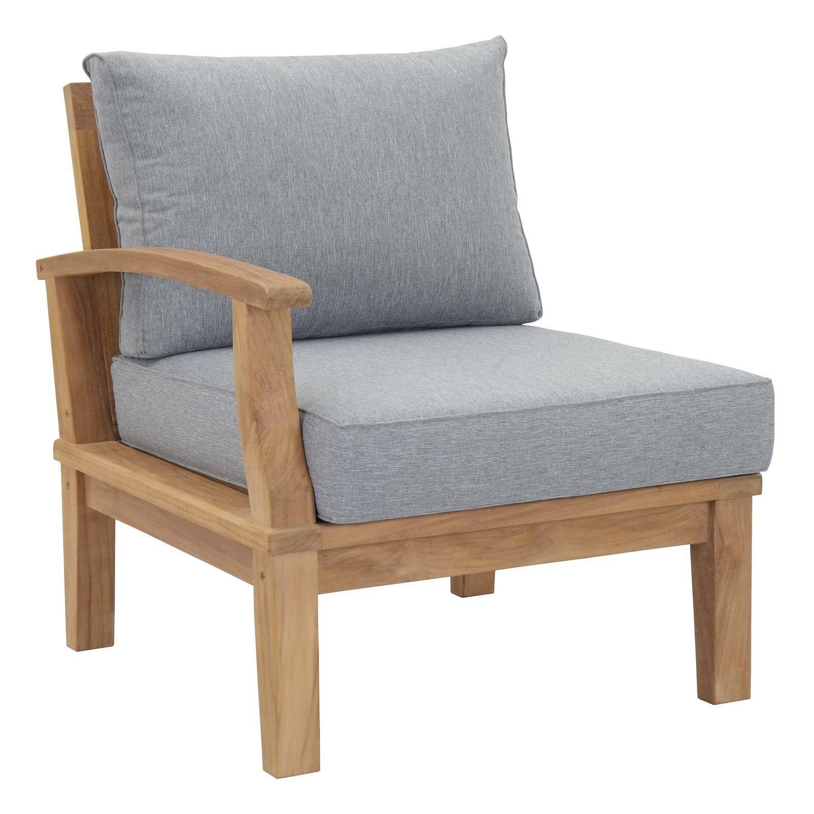 Marina 6-Piece Teak Outdoor Furniture Set with Weatherproof Cushions and Contemporary Design