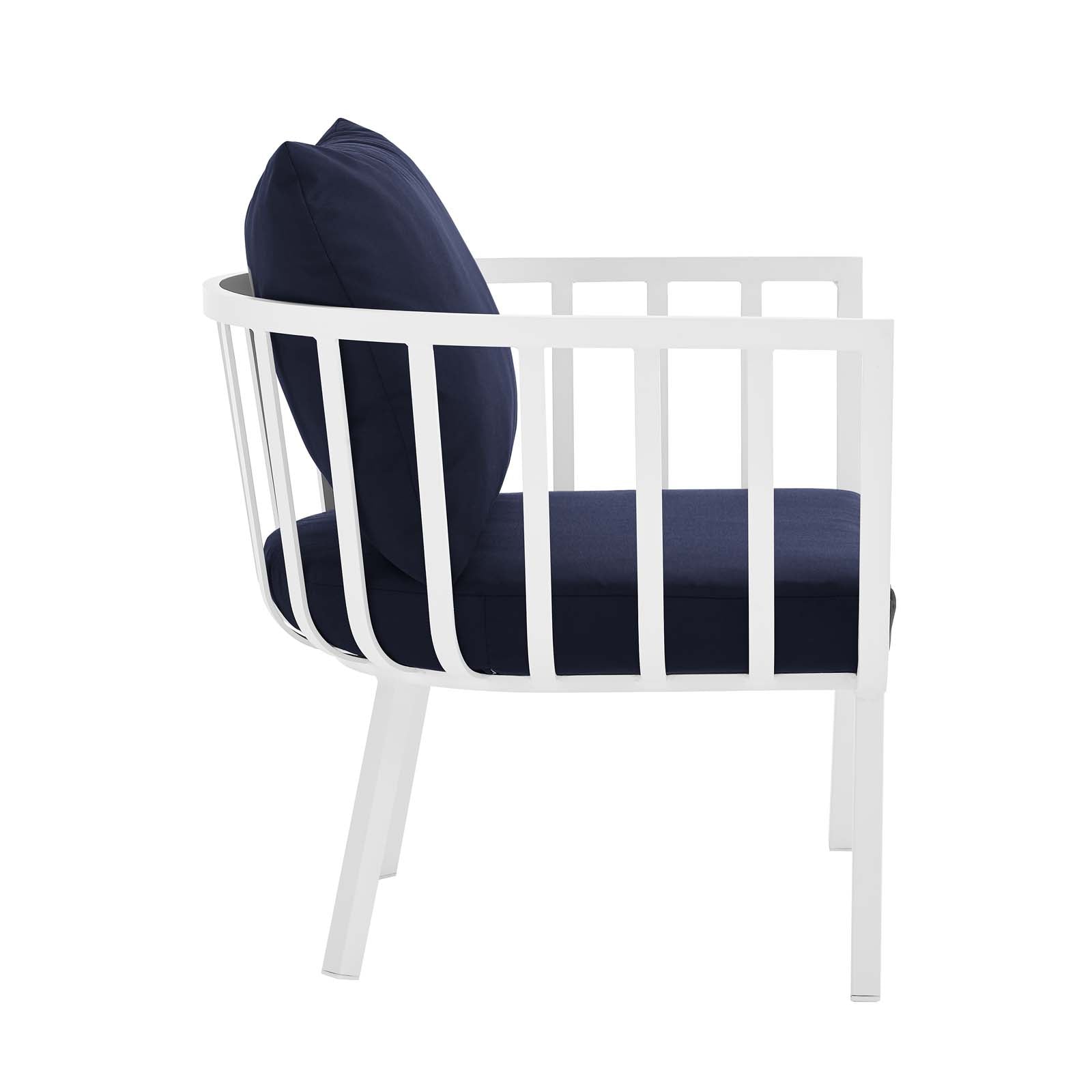 Stylish Riverside 5 Piece Outdoor Patio Aluminum Loveseat Set with Comfortable Plush Cushions for Memorable Gatherings