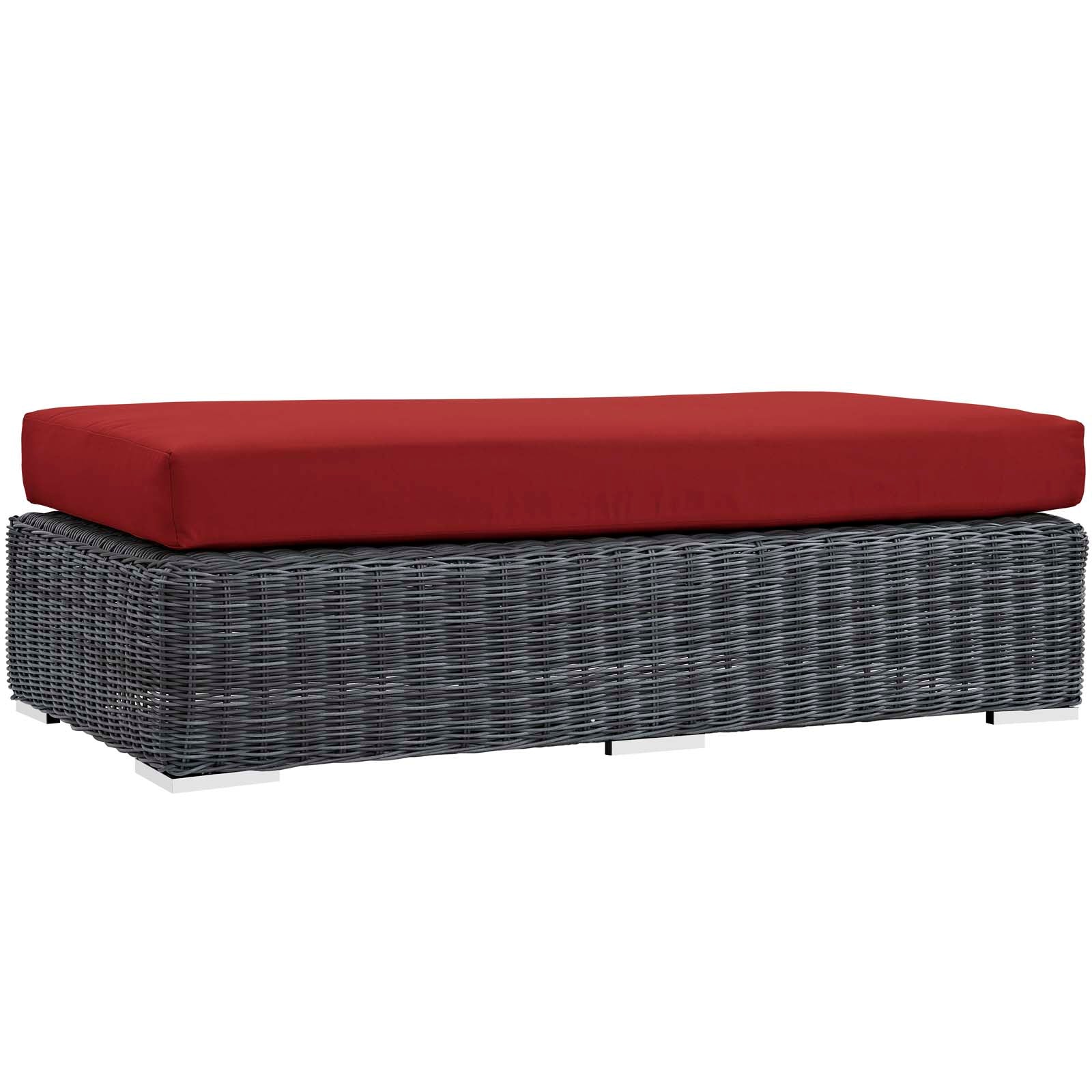 Stylish and Durable Summon Outdoor Patio Rectangle Ottoman Crafted with Premium Sunbrella® Fabric for All-Weather Comfort