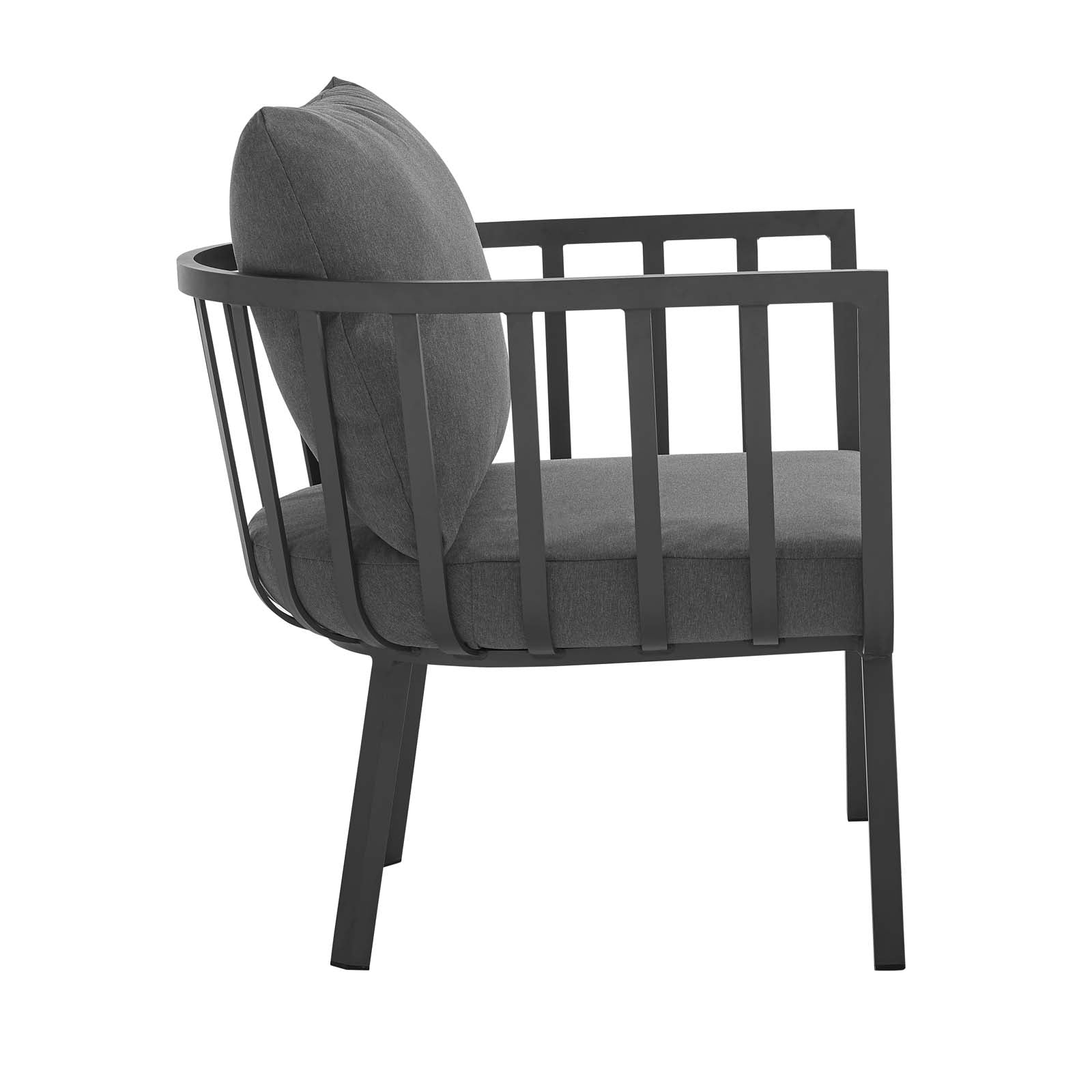 Stylish Riverside 5 Piece Outdoor Patio Aluminum Loveseat Set with Comfortable Plush Cushions for Memorable Gatherings