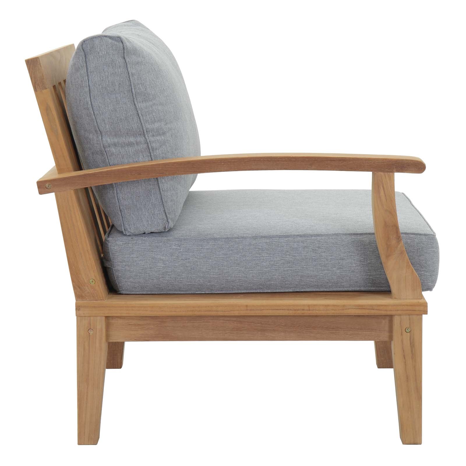 Marina 6-Piece Teak Outdoor Furniture Set with Weatherproof Cushions and Contemporary Design