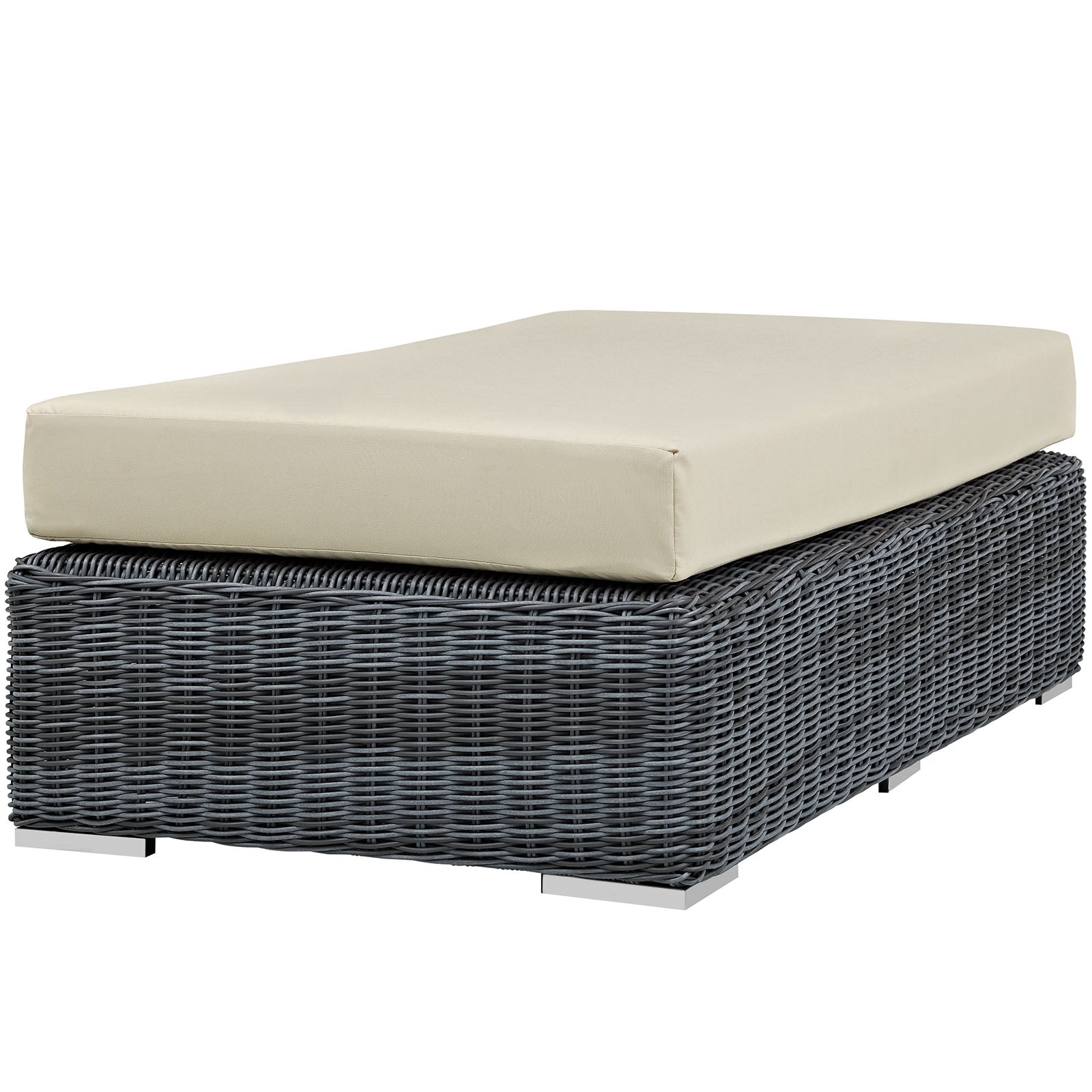 Stylish and Durable Summon Outdoor Patio Rectangle Ottoman Crafted with Premium Sunbrella® Fabric for All-Weather Comfort