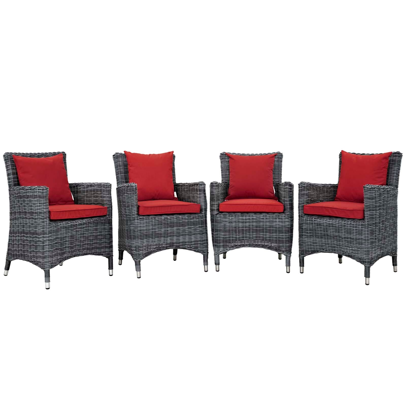 Exquisite Summon 4-Piece Outdoor Patio Dining Furniture Set Featuring Sunbrella® Fabric and Luxurious Plush Cushions for Maximum Comfort