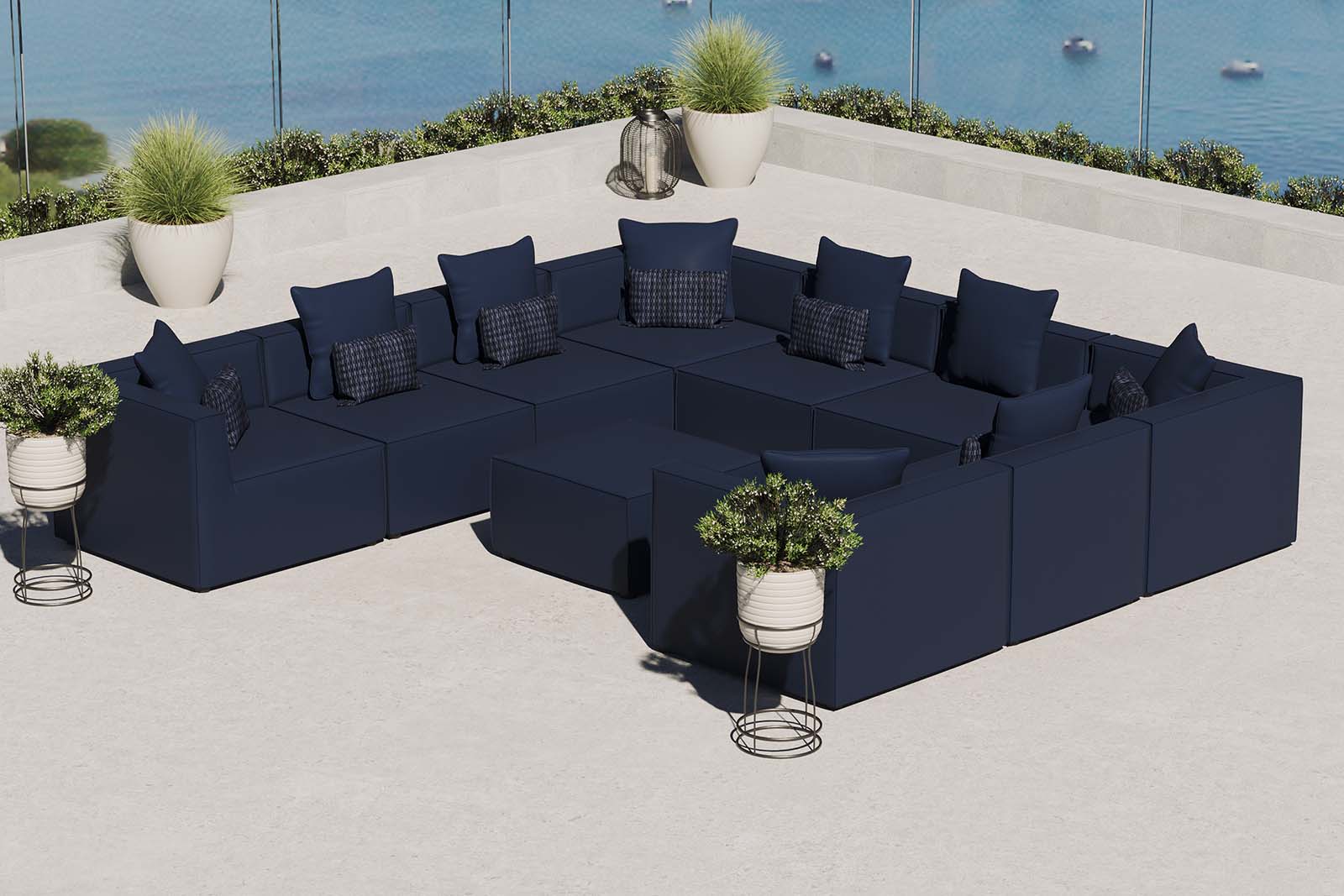 Saybrook Modern All-Weather 10-Piece Outdoor Sectional Sofa Set for a Relaxing Patio Retreat