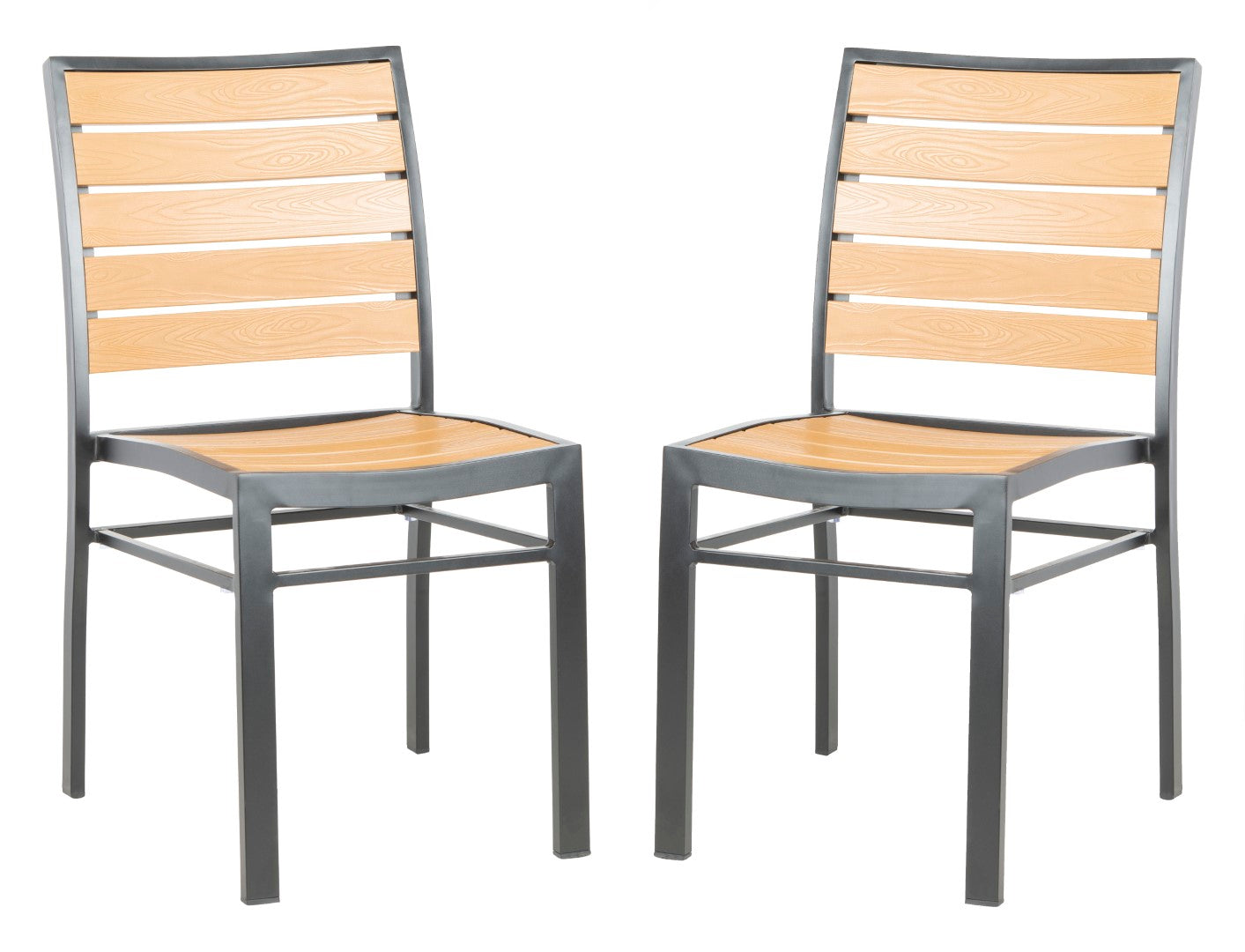 Stylish Modern Aluminium Koda Chair Set of 2 in Black and Brown for Indoor and Outdoor Living Spaces