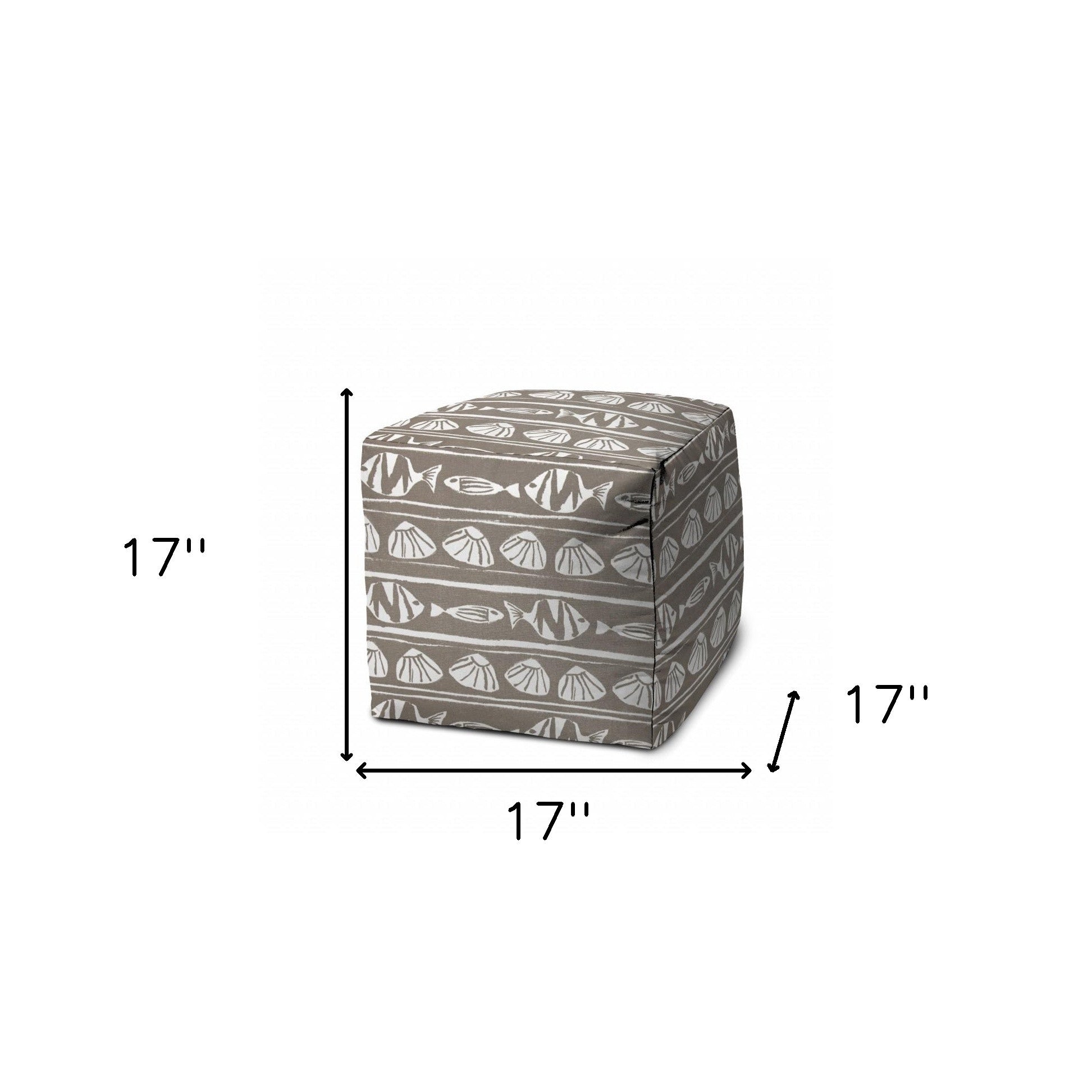 17-Inch Taupe Polyester Cube-Style Pouf Ottoman - A Stylish and Functional Indoor/Outdoor Decorative Accent for Trendy Spaces