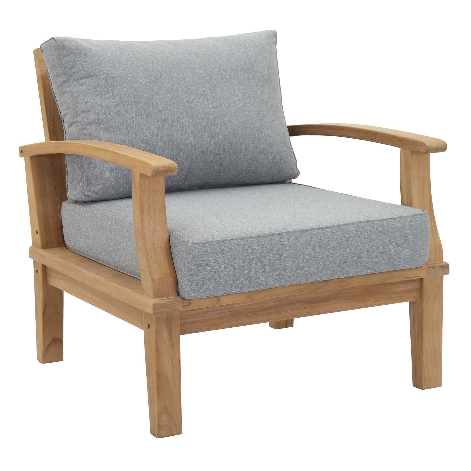 Marina 6-Piece Teak Outdoor Furniture Set with Weatherproof Cushions and Contemporary Design