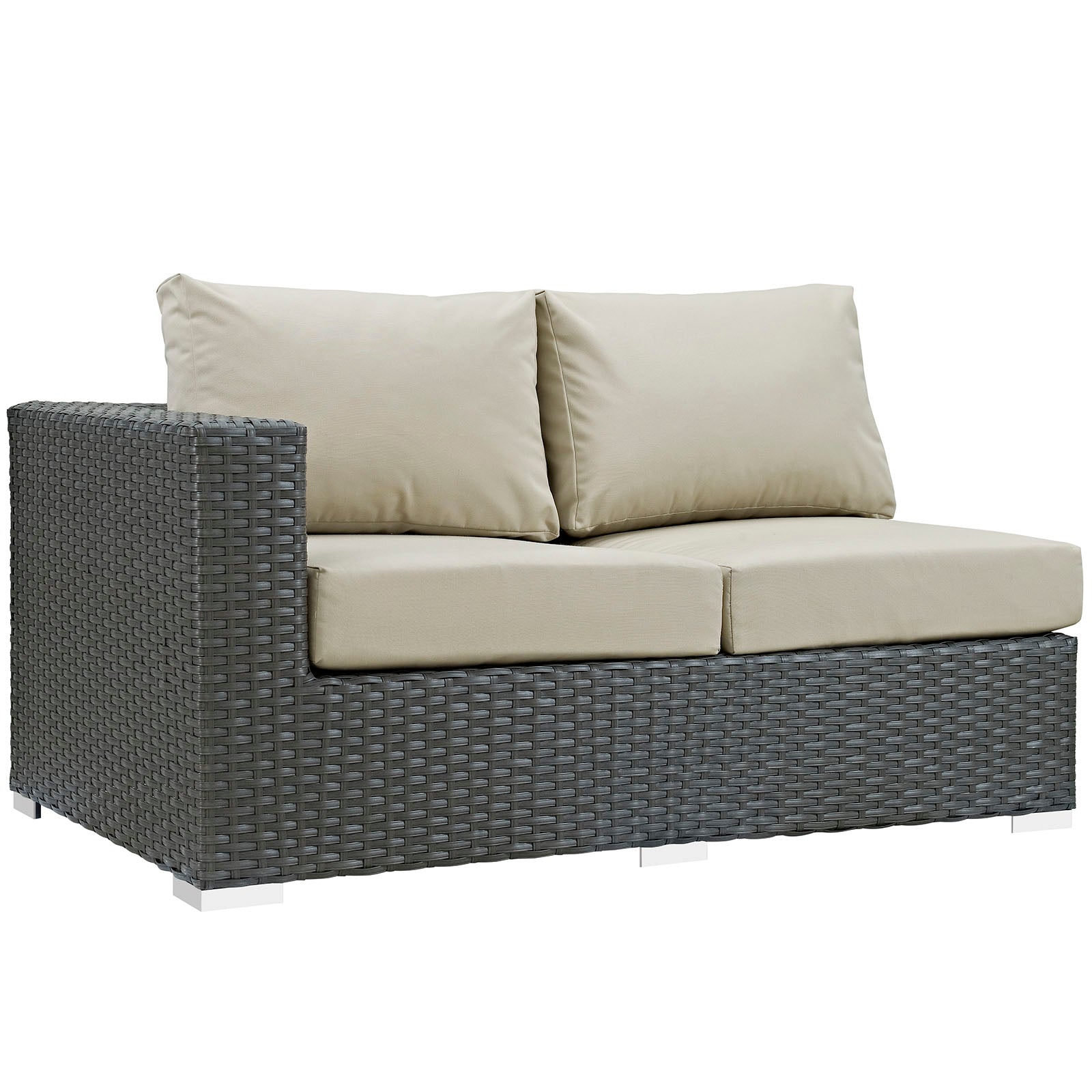 Sojourn Outdoor Patio Left Arm Loveseat with Durable Sunbrella® Fabric for Ultimate Comfort