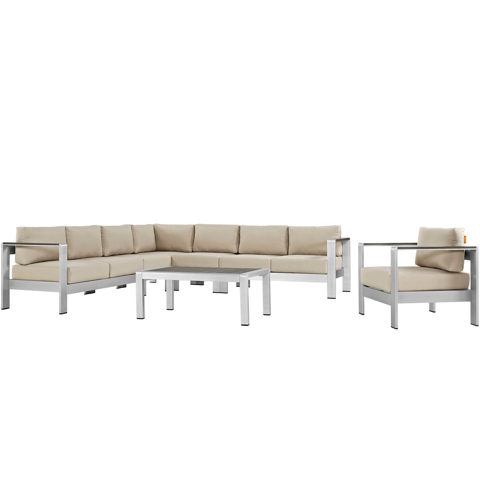 Shore 7 Piece Outdoor Patio Sectional Sofa Set with All-Weather Cushions for Stylish Comfort
