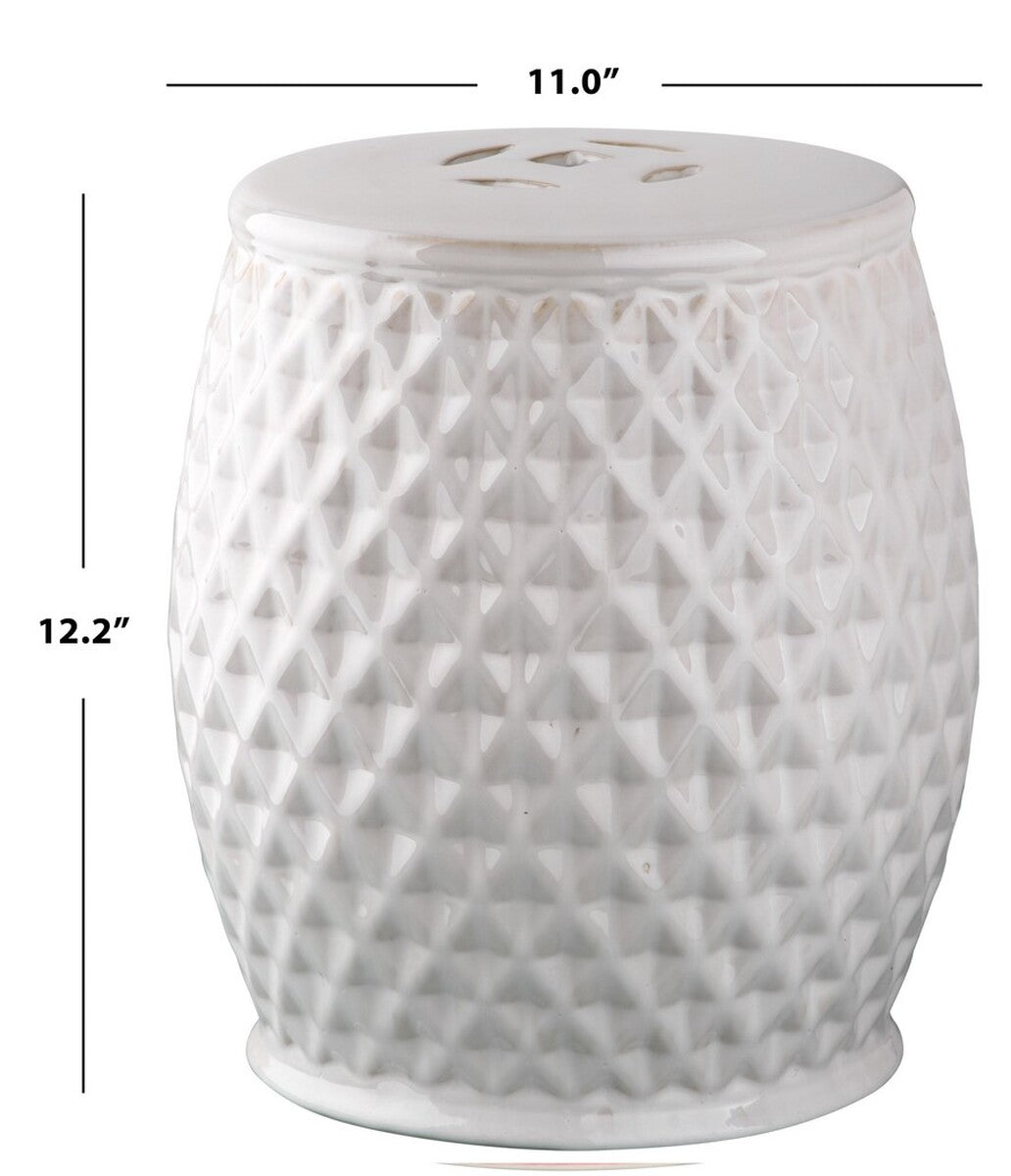Charming Cream Harlequin-style Ceramic Kids Garden Stool Ideal for Both Indoor and Outdoor Play and Decorative Purposes