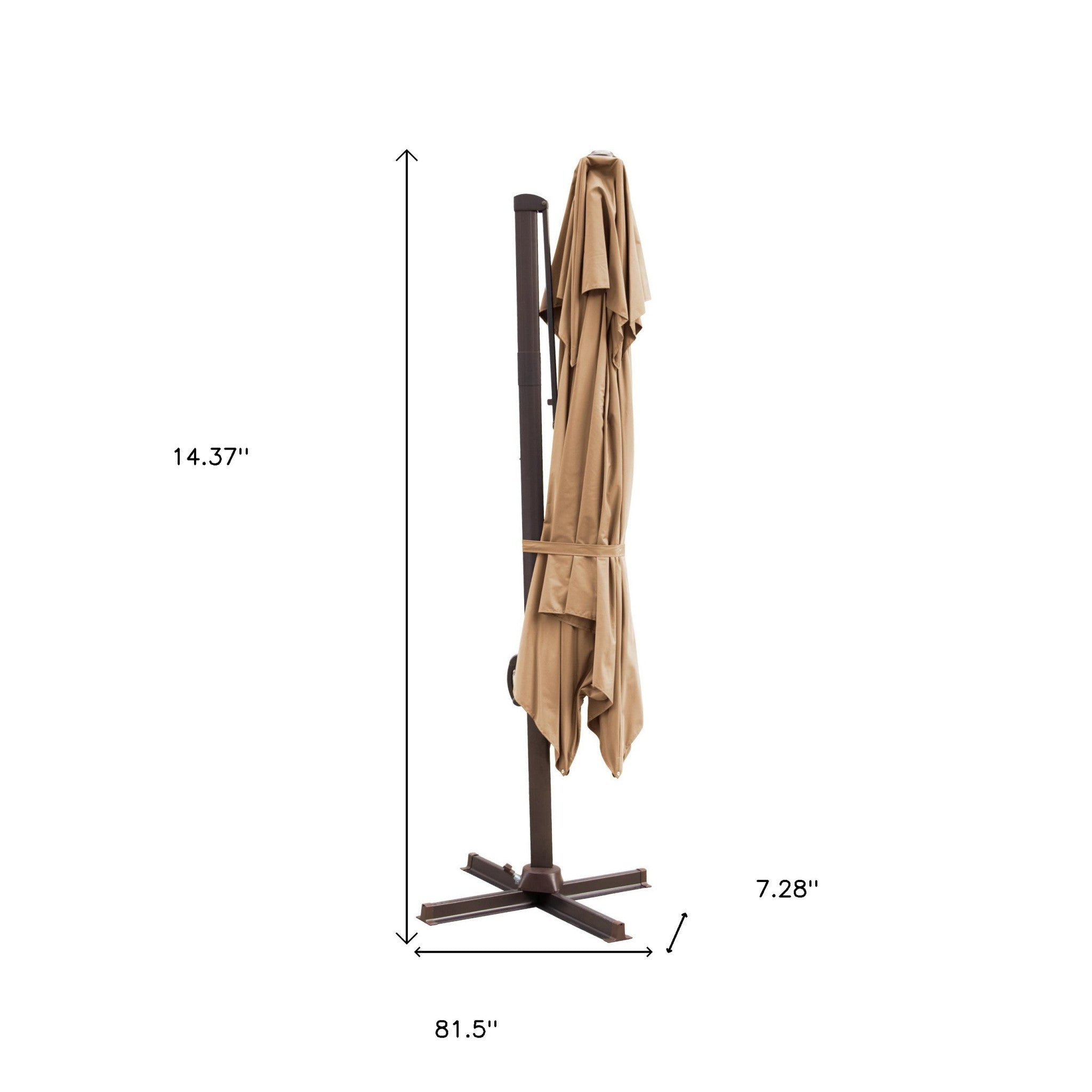 10-Foot Tan Polyester Square Tilt Cantilever Outdoor Patio Umbrella with Stand for Elegant Shade and Stylish Outdoor Decor