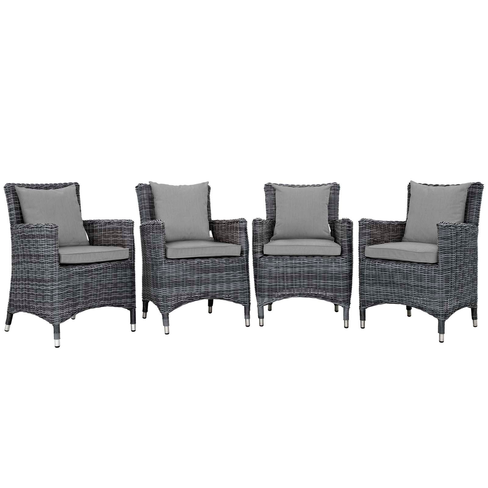 Exquisite Summon 4-Piece Outdoor Patio Dining Furniture Set Featuring Sunbrella® Fabric and Luxurious Plush Cushions for Maximum Comfort