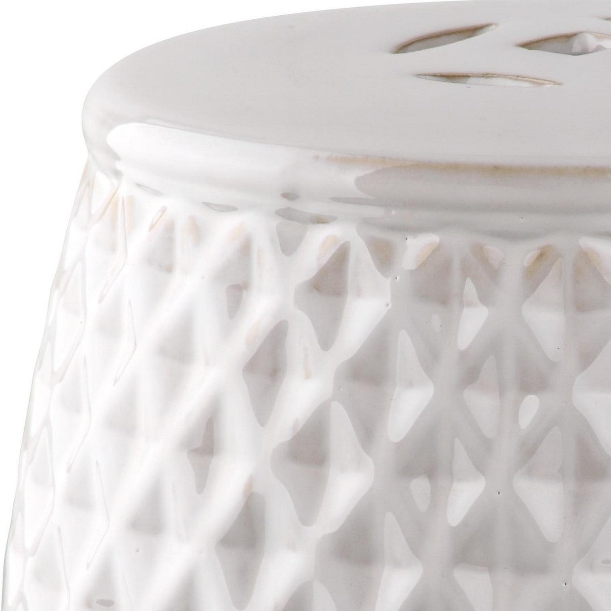 Charming Cream Harlequin-style Ceramic Kids Garden Stool Ideal for Both Indoor and Outdoor Play and Decorative Purposes