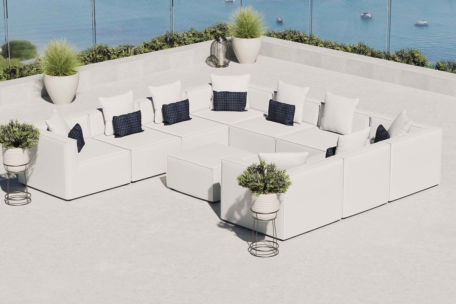 Saybrook Modern All-Weather 10-Piece Outdoor Sectional Sofa Set for a Relaxing Patio Retreat