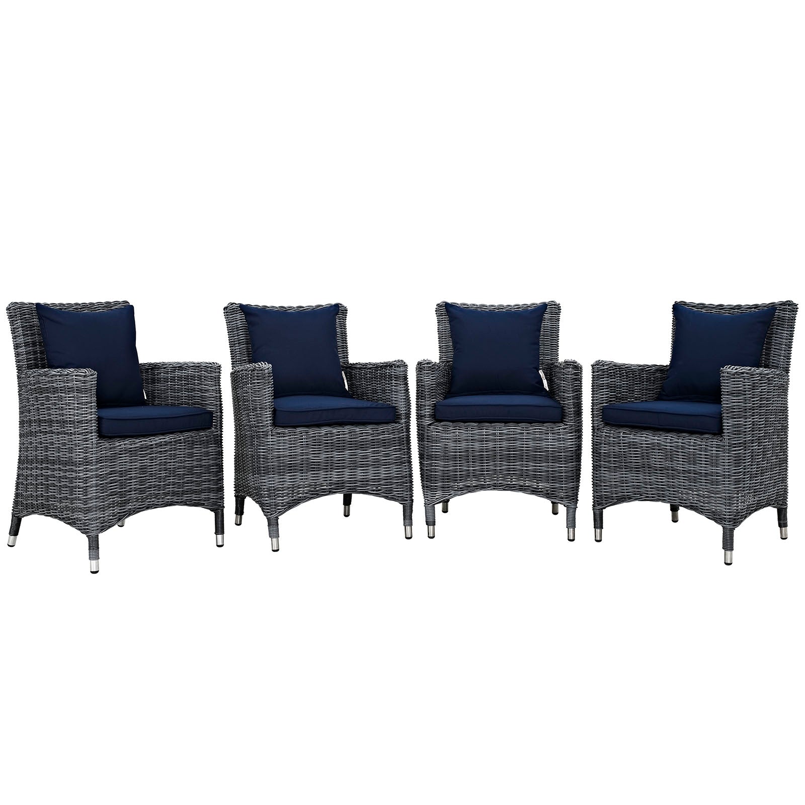 Exquisite Summon 4-Piece Outdoor Patio Dining Furniture Set Featuring Sunbrella® Fabric and Luxurious Plush Cushions for Maximum Comfort