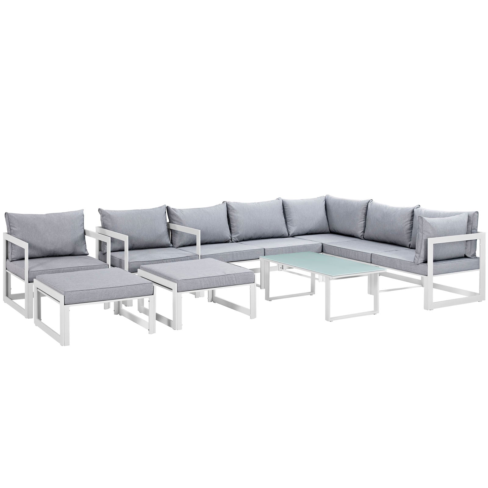 Fortuna High - Quality 10 - Piece Outdoor Patio Sectional Sofa Set: Durable and Stylish Seating Solution for Contemporary Modern Outdoor Spaces