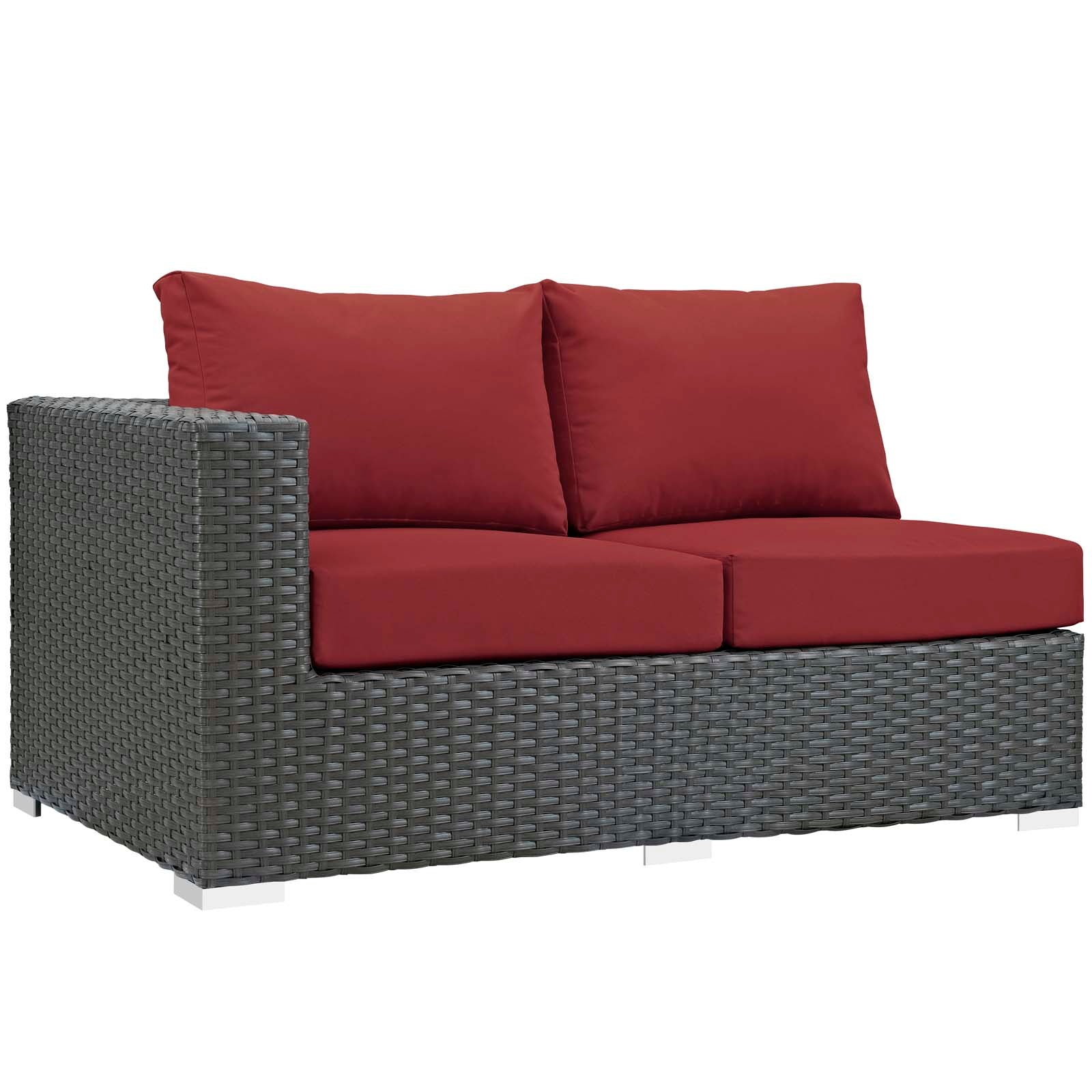 Comfortable and Durable Sojourn Outdoor Patio Left Arm Loveseat Upholstered with High - Quality Sunbrella® Fabric for Optimal Outdoor Relaxation