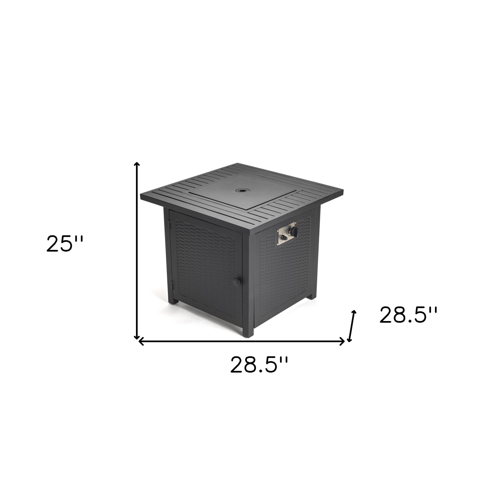 Stylish Matte Black Square Propane Outdoor Fire Pit with Weather - Resistant Cover, 50,000 BTU, and Attractive Lava Rocks for Versatile Tabletop Use