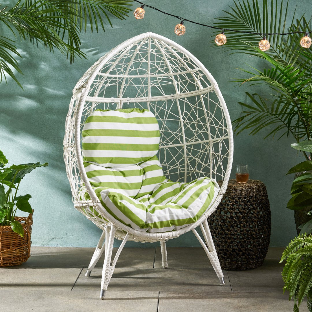 Christopher Knight Home® Stylish Gianni Teardrop-shaped Outdoor Wicker Chair with Comfortable Cushion - A Perfect Seating Option for Outdoor Spaces