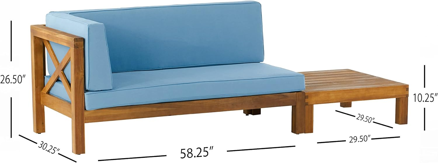 Christopher Knight Home® Blue Brava X-Back Corner Bench Set Including a Coffee Table for Outdoor Use