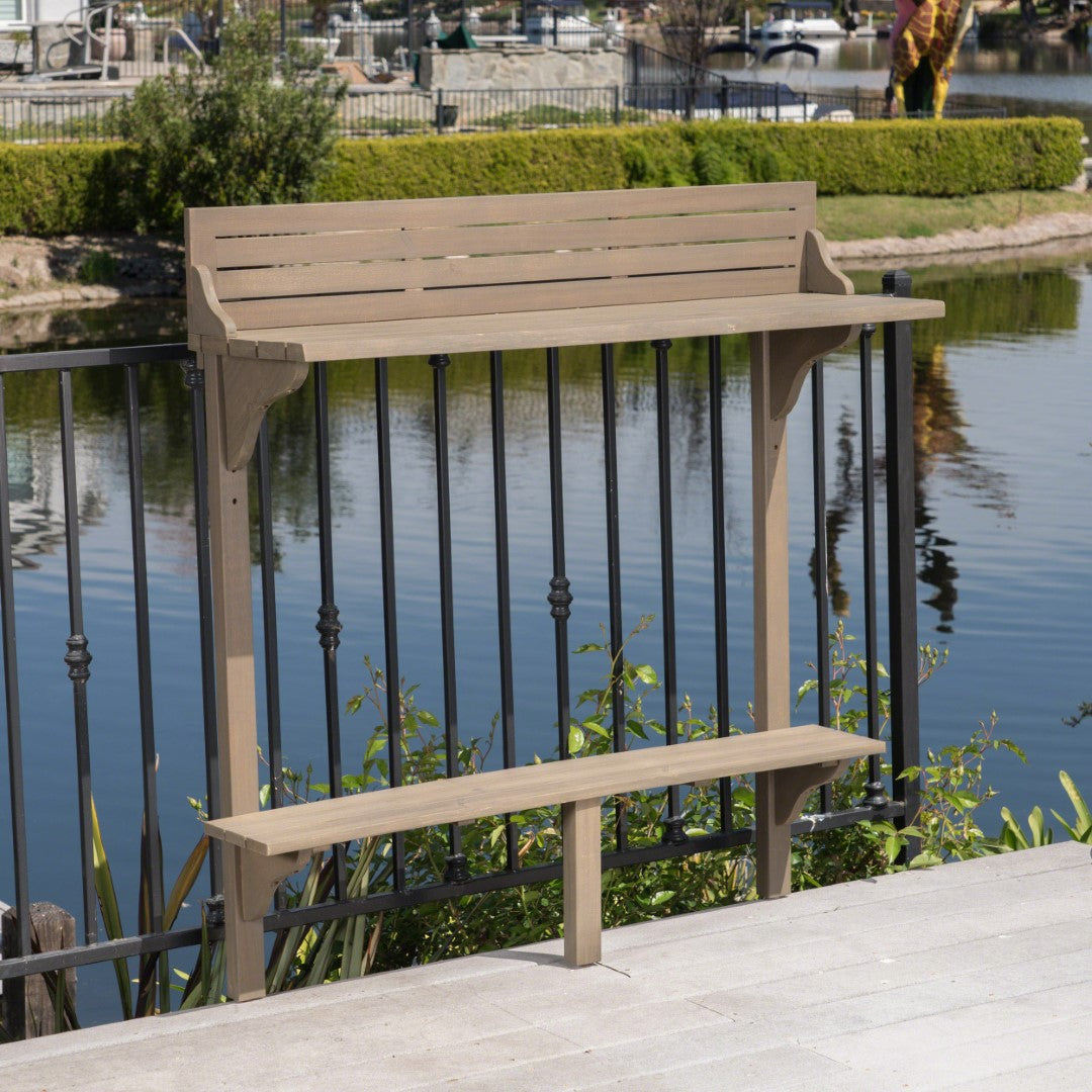 Christopher Knight Home® Caribbean-Style Grey Outdoor Acacia Wood Balcony Bar Table