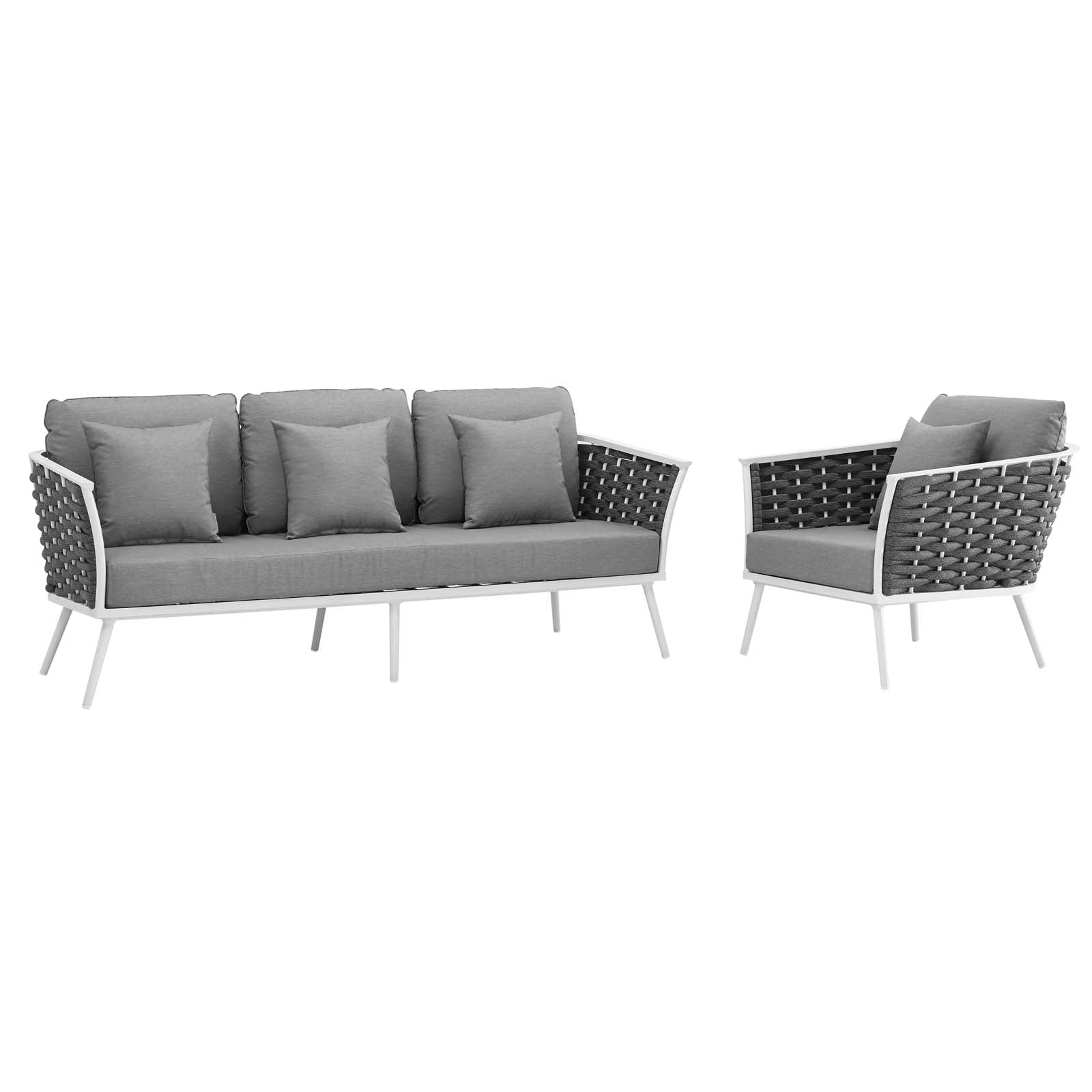 Stance Modern 2-Piece Outdoor Aluminum Sectional Sofa Set with Plush Cushions for Ultimate Comfort