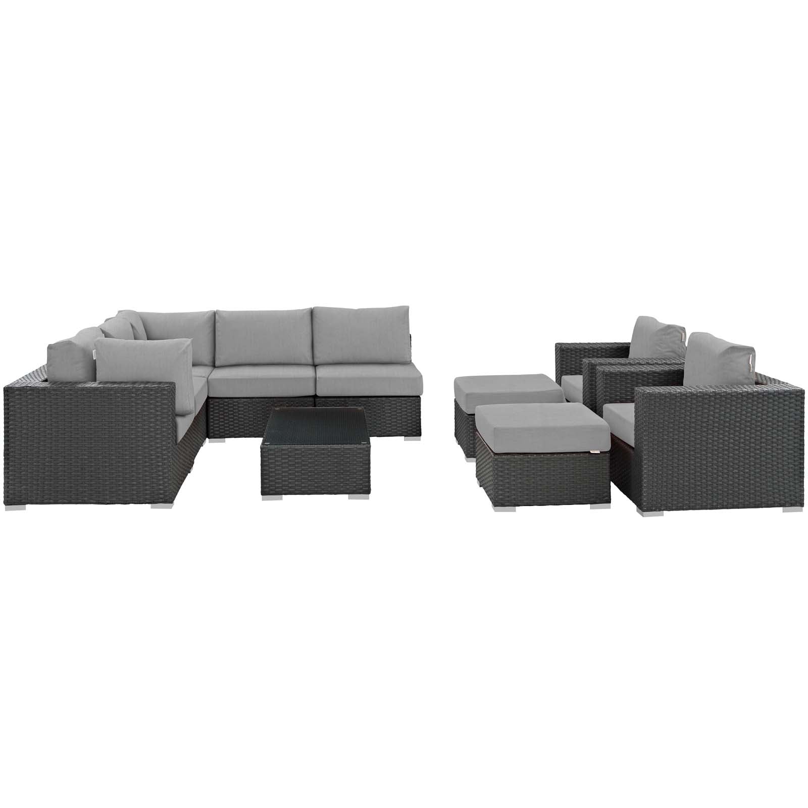 Sojourn 10-Piece Outdoor Patio Furniture Set with Sunbrella® Cushions for Total Relaxation