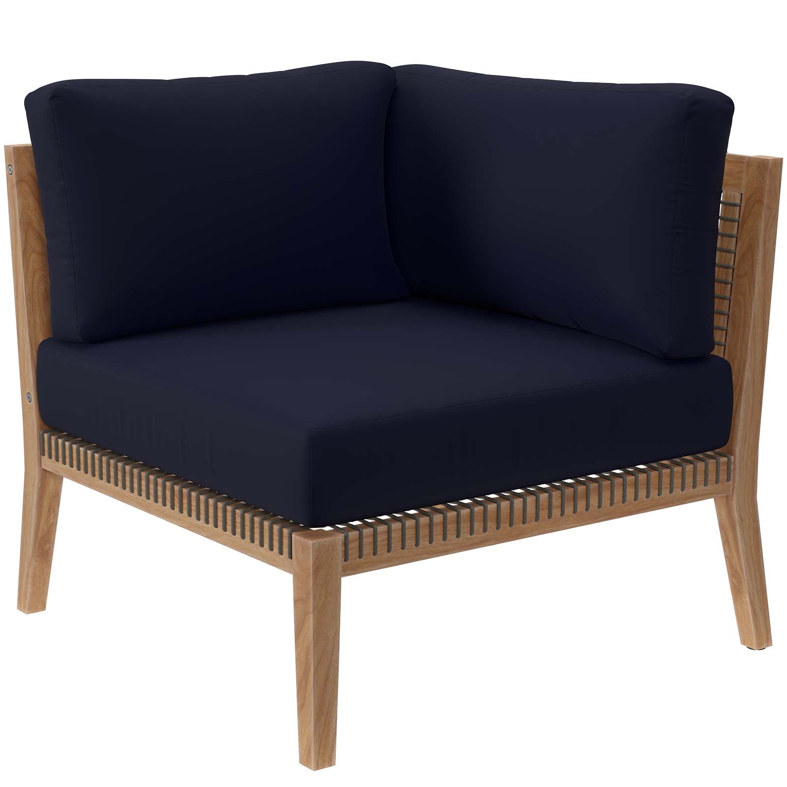 Clearwater Premium Teak Outdoor Patio Sofa with Stylish Rope Webbing and Comfort Cushions