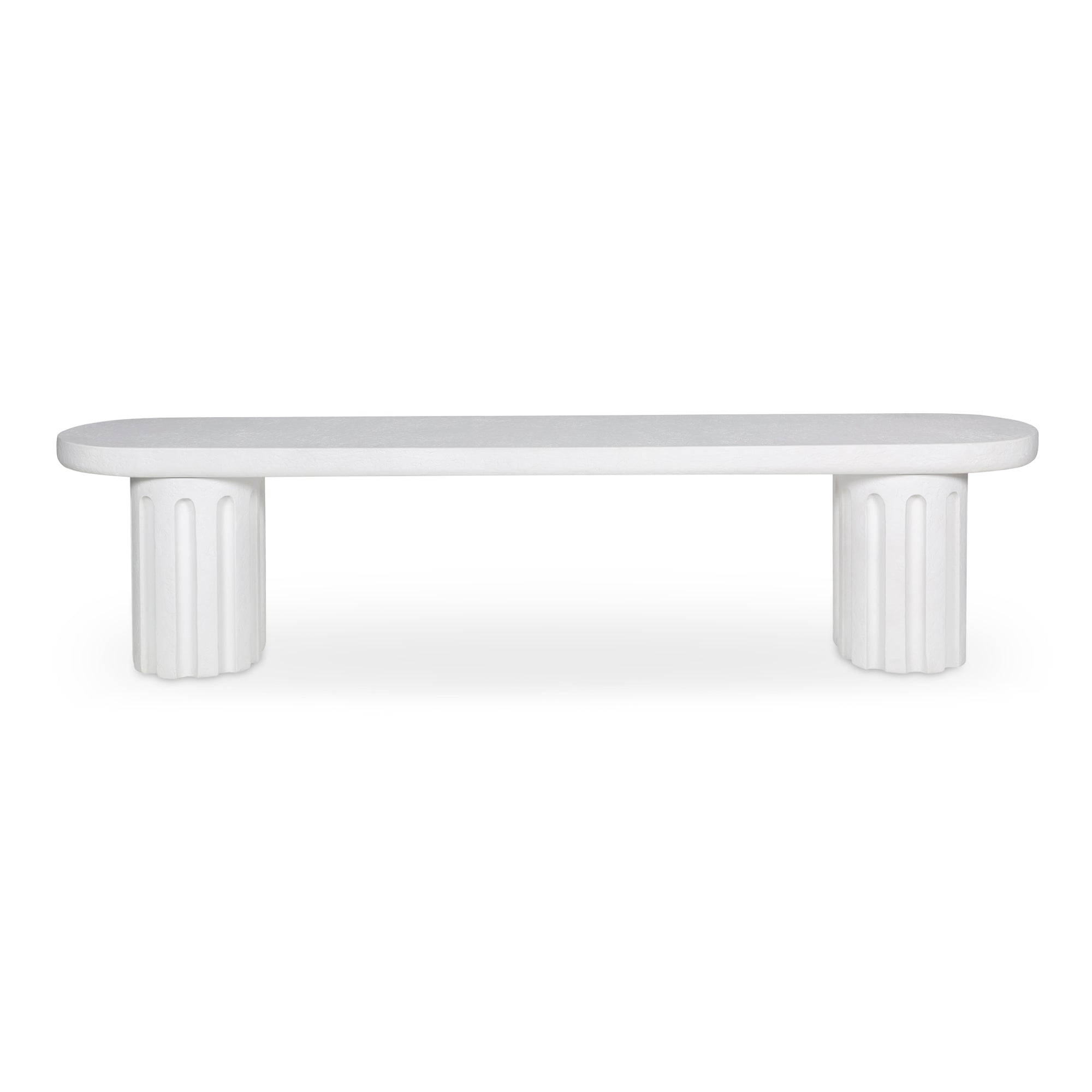 Stylish Eris Outdoor Dining Bench with Unique Fluted Design in Glass Fiber Reinforced Concrete