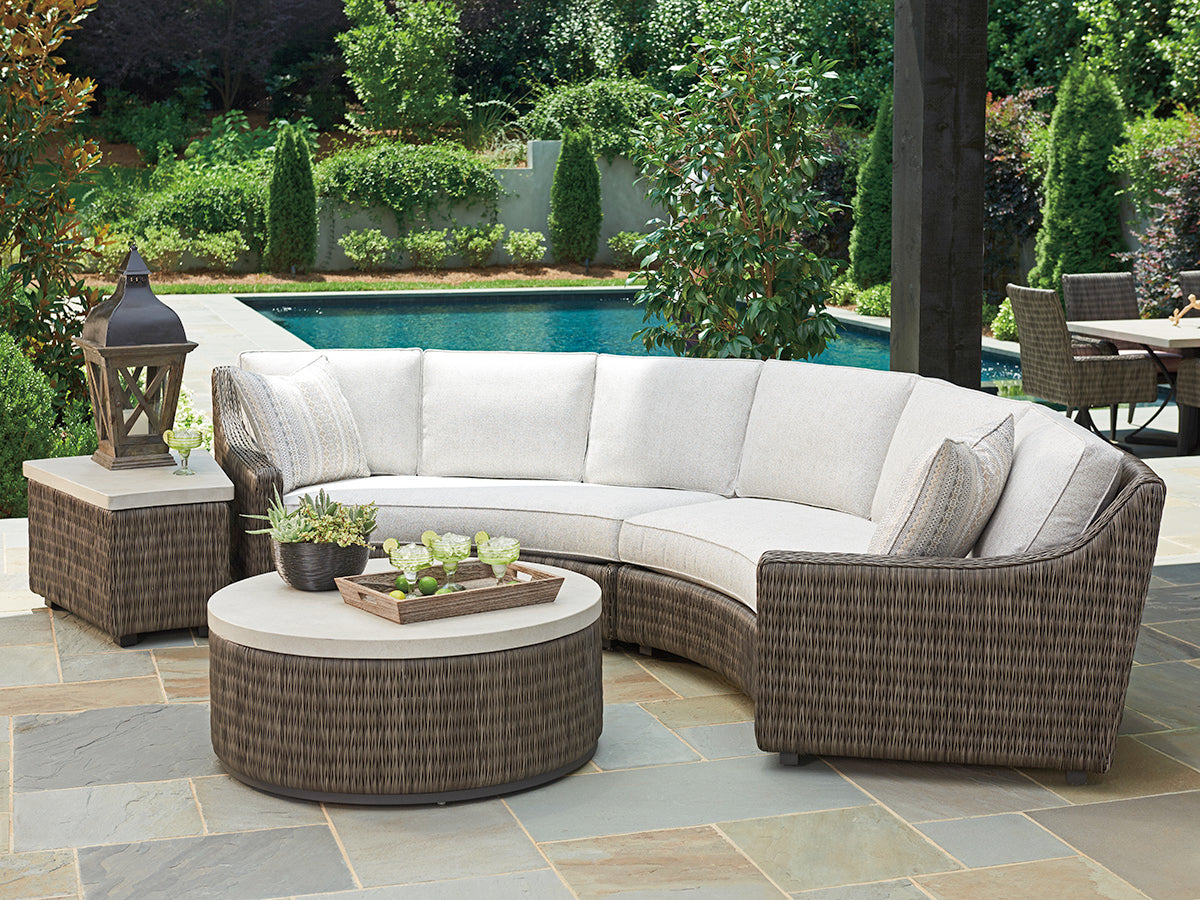 Tommy Bahama 3900 - 950 All - Weather Outdoor Accent Table with Wicker and Weatherstone Top