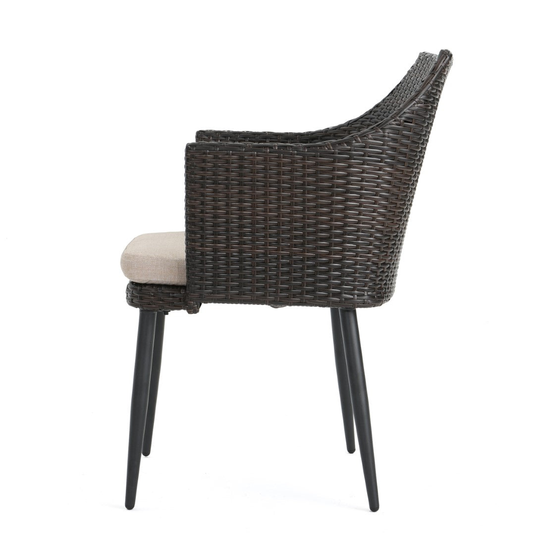 Christopher Knight Home® Iona Three - Piece Outdoor Wicker Conversation Set in Multi - Brown Shades with Dark Brown - Finished Metal Legs and Beige - Colored Cushions