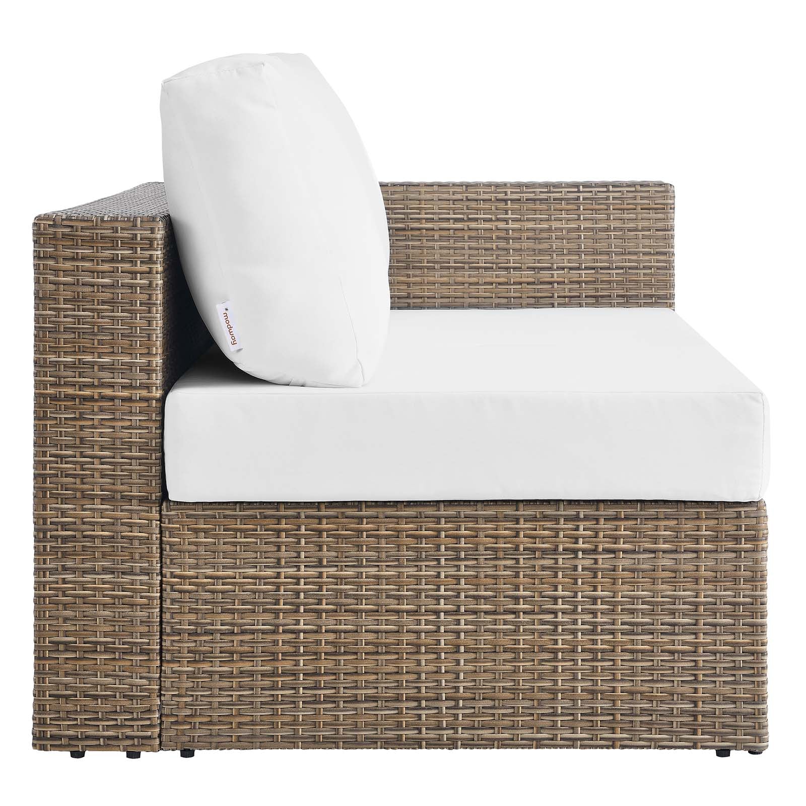 Convene Outdoor Patio 4-Piece Furniture Set - Elegant Synthetic Rattan Weave Design, All-Weather Resistant Cushions and Tempered Glass Top Table for Outdoor Spaces