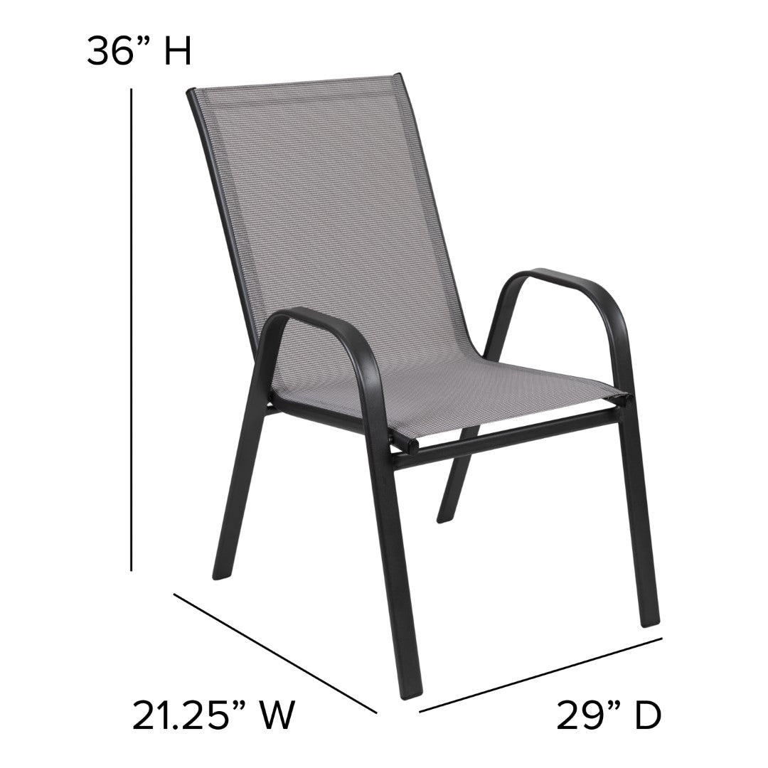 Commercial-Grade Outdoor Stackable 4-Pack Patio Chairs with Flex Comfort Material and Sturdy Metal Frame