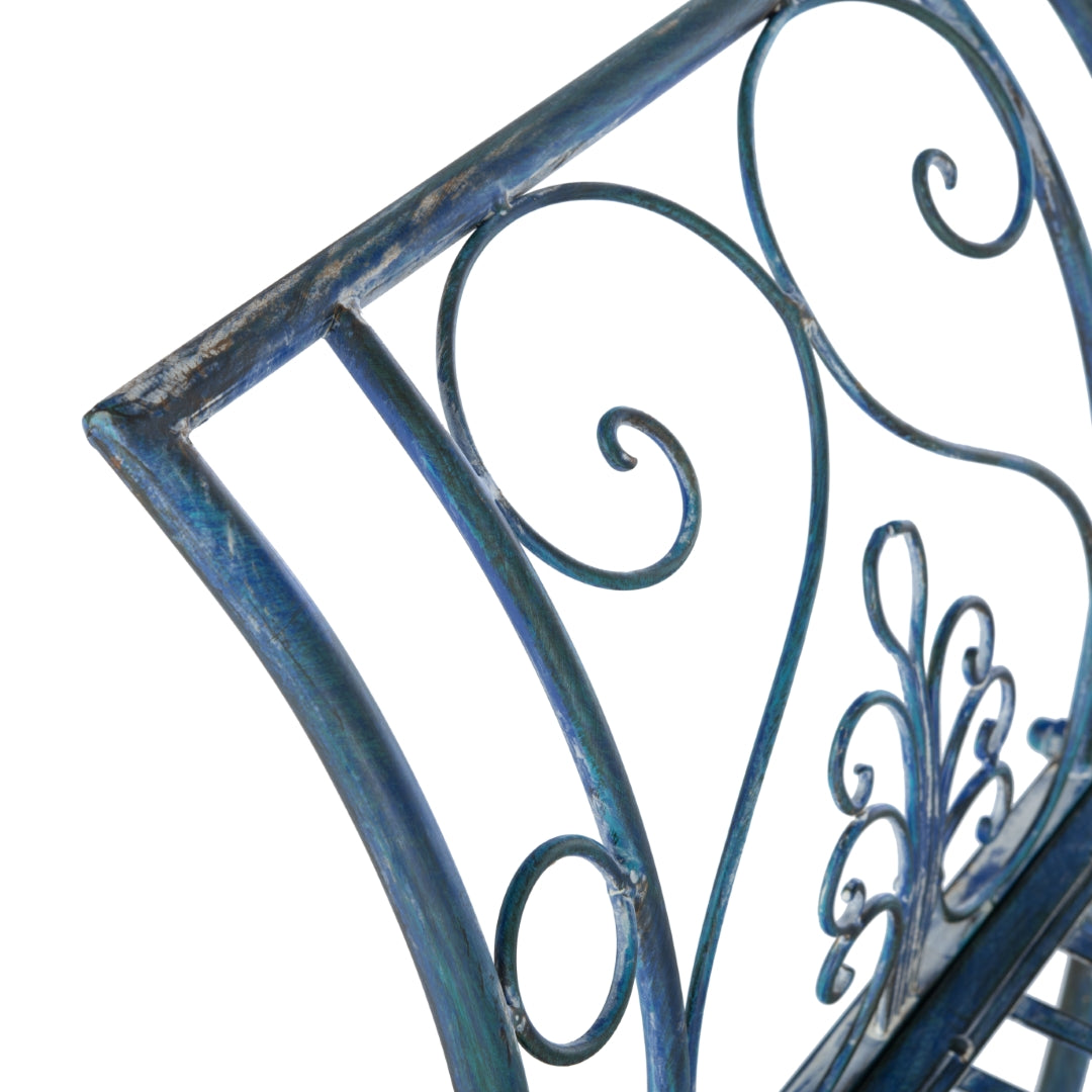 Adina Wrought Iron Outdoor Garden Bench with Victorian Elegance and Intricate Scrolls