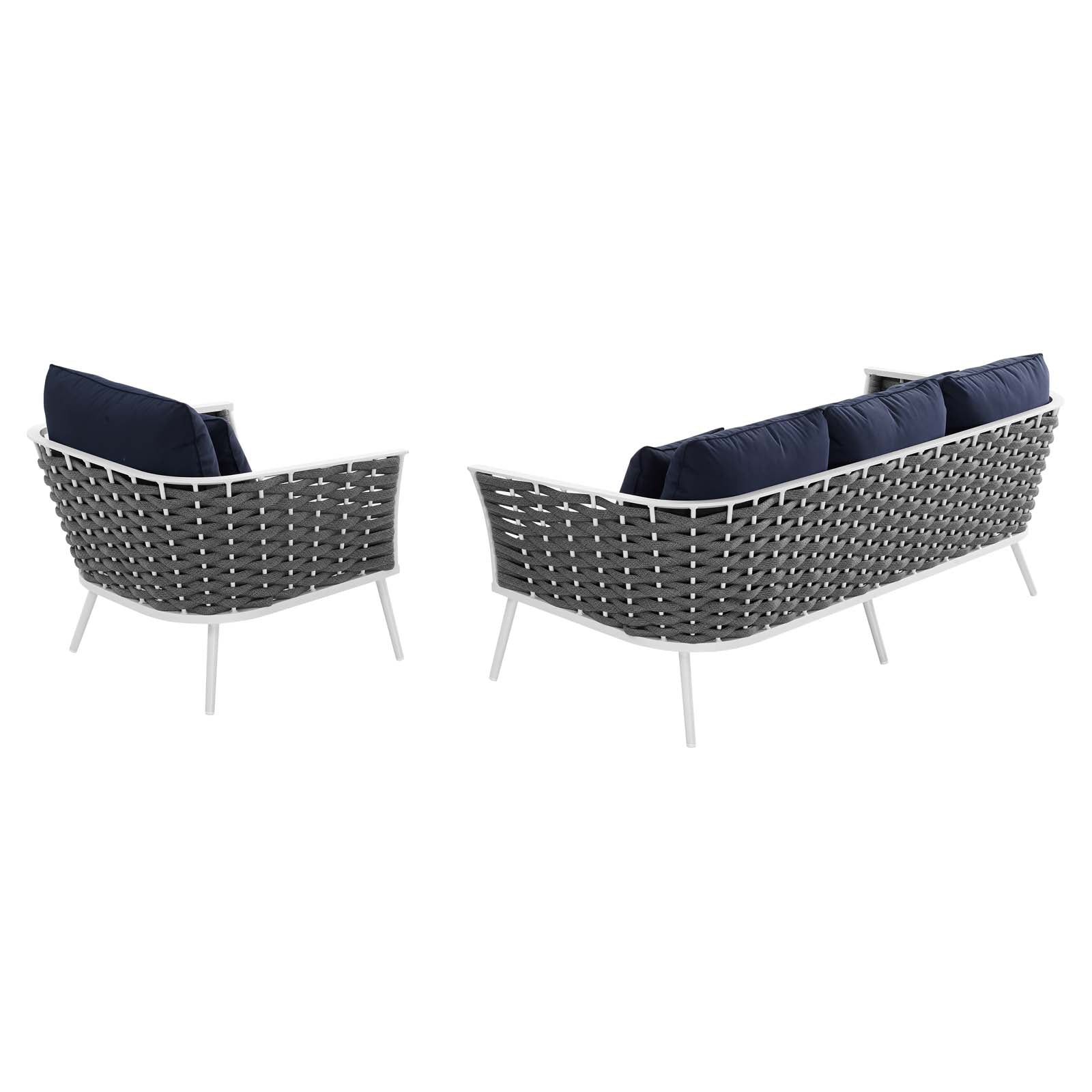 Stance Modern Two-Piece Outdoor Aluminum Sectional Sofa Set Featuring Plush Cushions for the Utmost Comfort