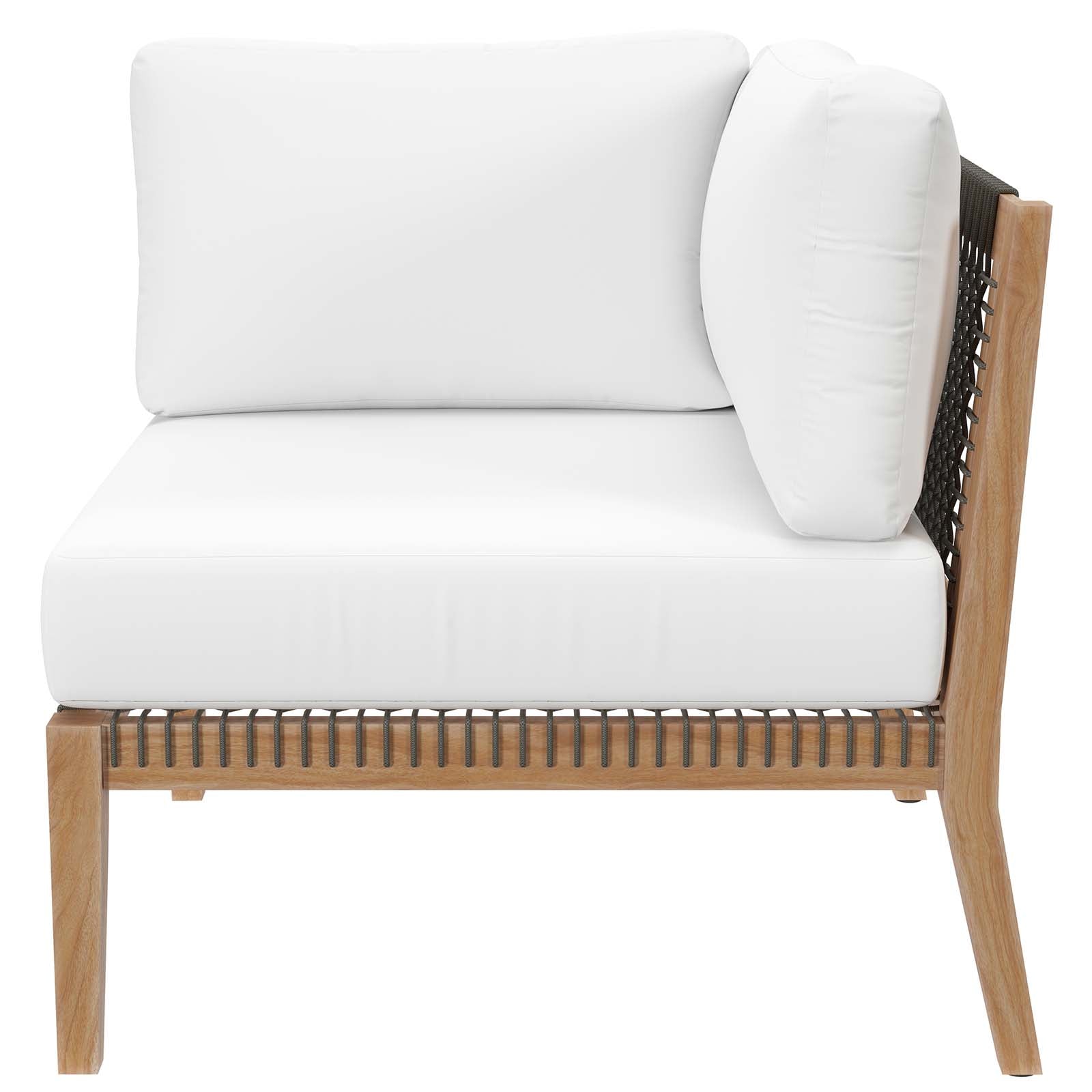 Clearwater Premium Teak Outdoor Patio Sofa with Stylish Rope Webbing and Comfort Cushions