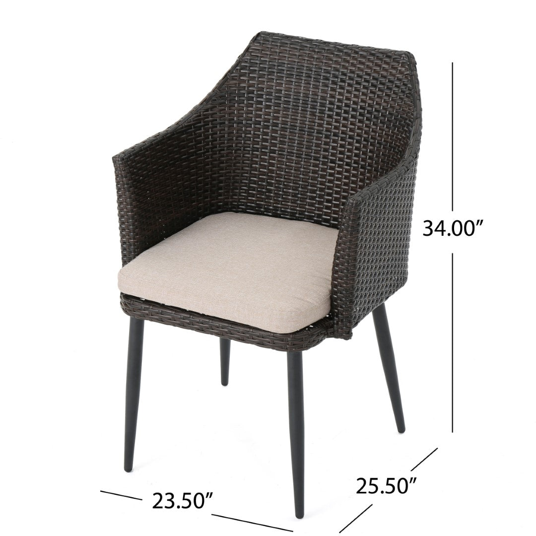 Christopher Knight Home® Iona Three - Piece Outdoor Wicker Conversation Set in Multi - Brown Shades with Dark Brown - Finished Metal Legs and Beige - Colored Cushions