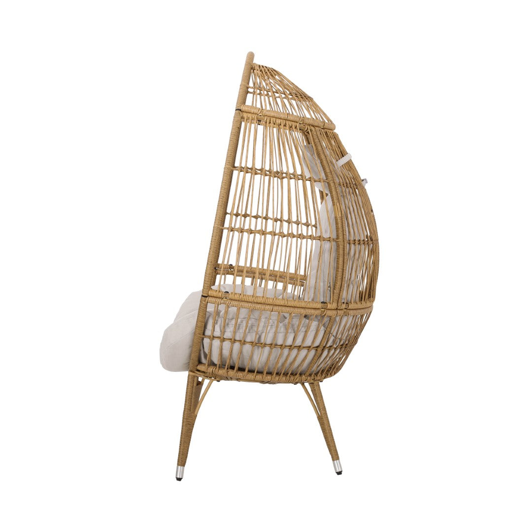 Christopher Knight Home® Outdoor Teardrop-Shaped Wicker Chair with Water-Resistant Cushion for Cozy Relaxation