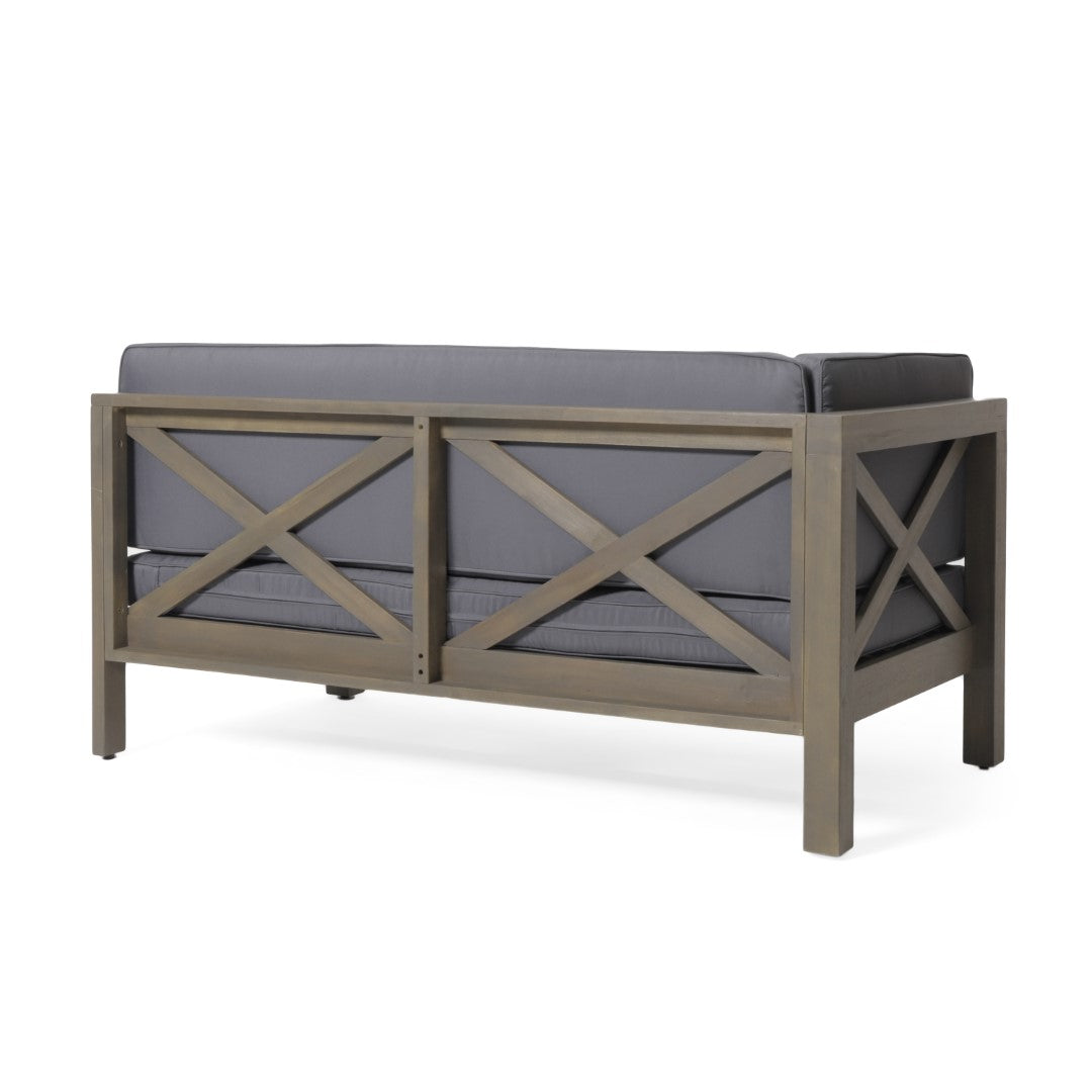 Christopher Knight Home® Outdoor Acacia Wood Corner Bench Set with Water-Resistant Cushions and Matching Coffee Table - Featuring X-Back Design for Elegant Outdoor Seating
