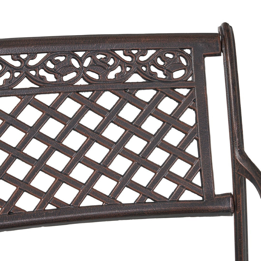 Christopher Knight Home® Tahoe Sector Outdoor Curved Loveseat Bench in Copper - Sturdy Aluminum, Diamond - Cross Design, 65x27x32.75