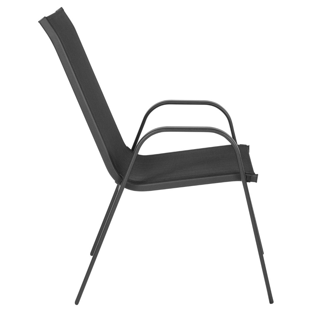 Commercial-Grade Outdoor Stackable 4-Pack Patio Chairs with Flex Comfort Material and Sturdy Metal Frame