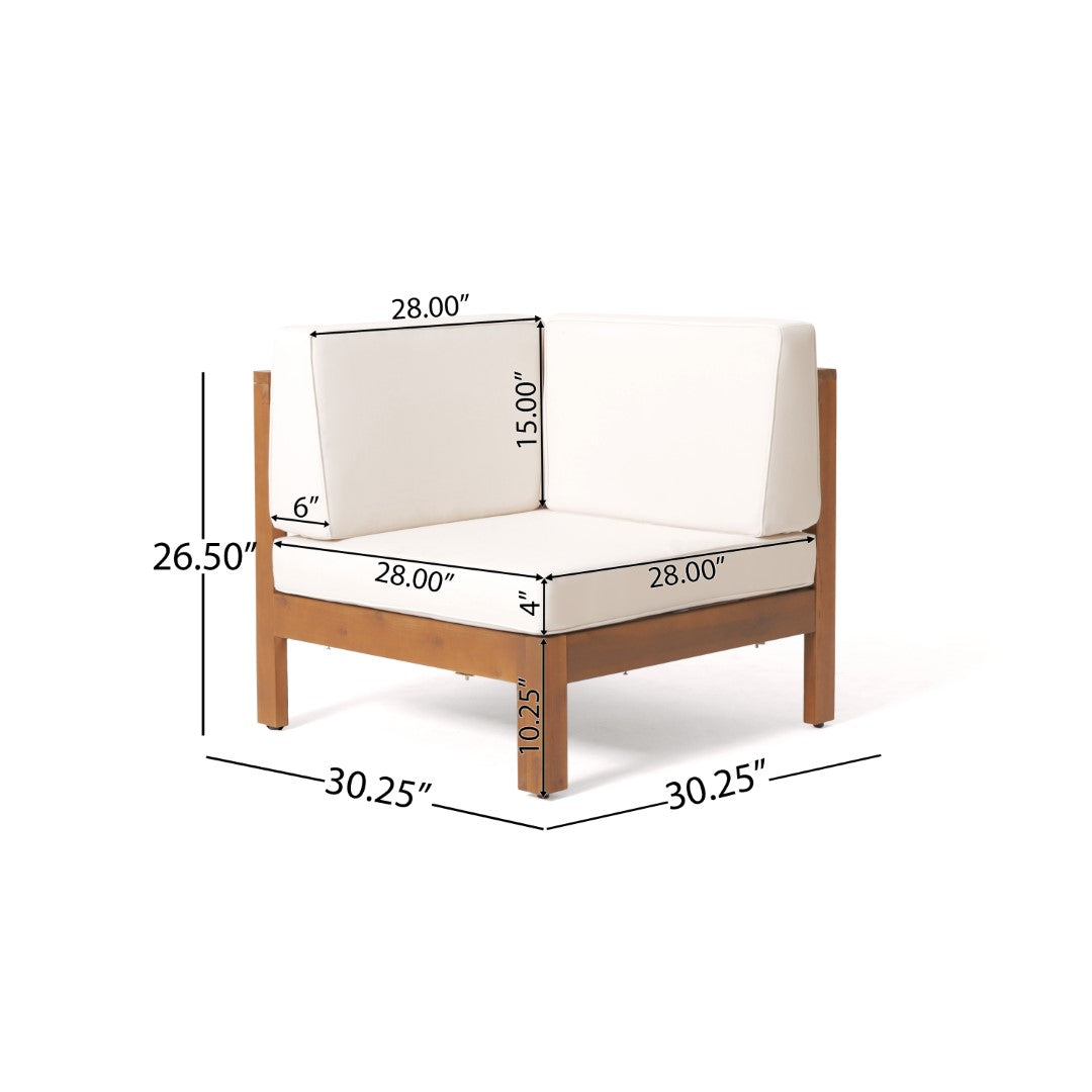 Christopher Knight Home® Outdoor Beige Wooden Sectional Sofa Set with Comfortable Cushions