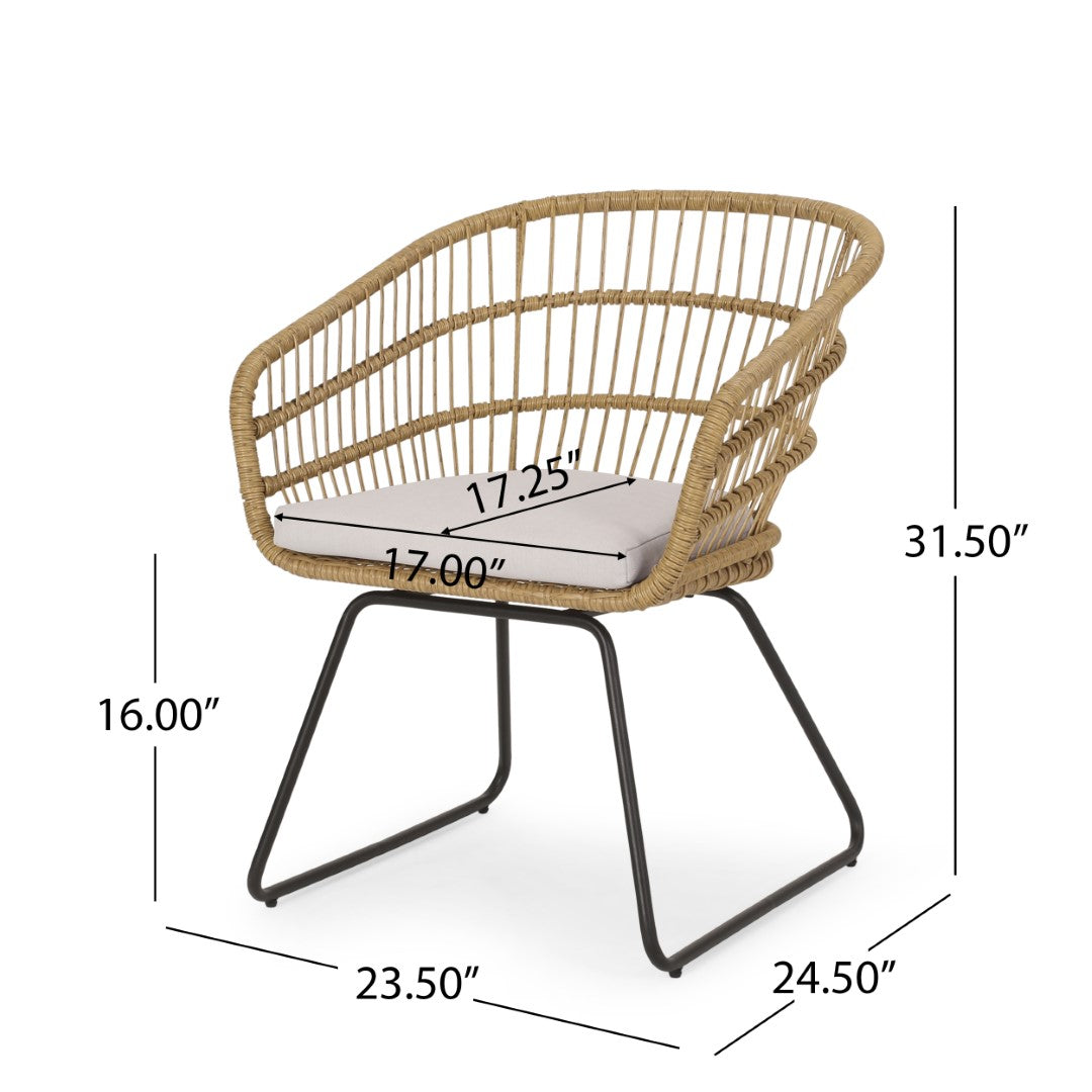 Christopher Knight Home® Lemere 2 - Piece Light Brown, Beige & Black Outdoor Wicker Dining Chairs with Cushions