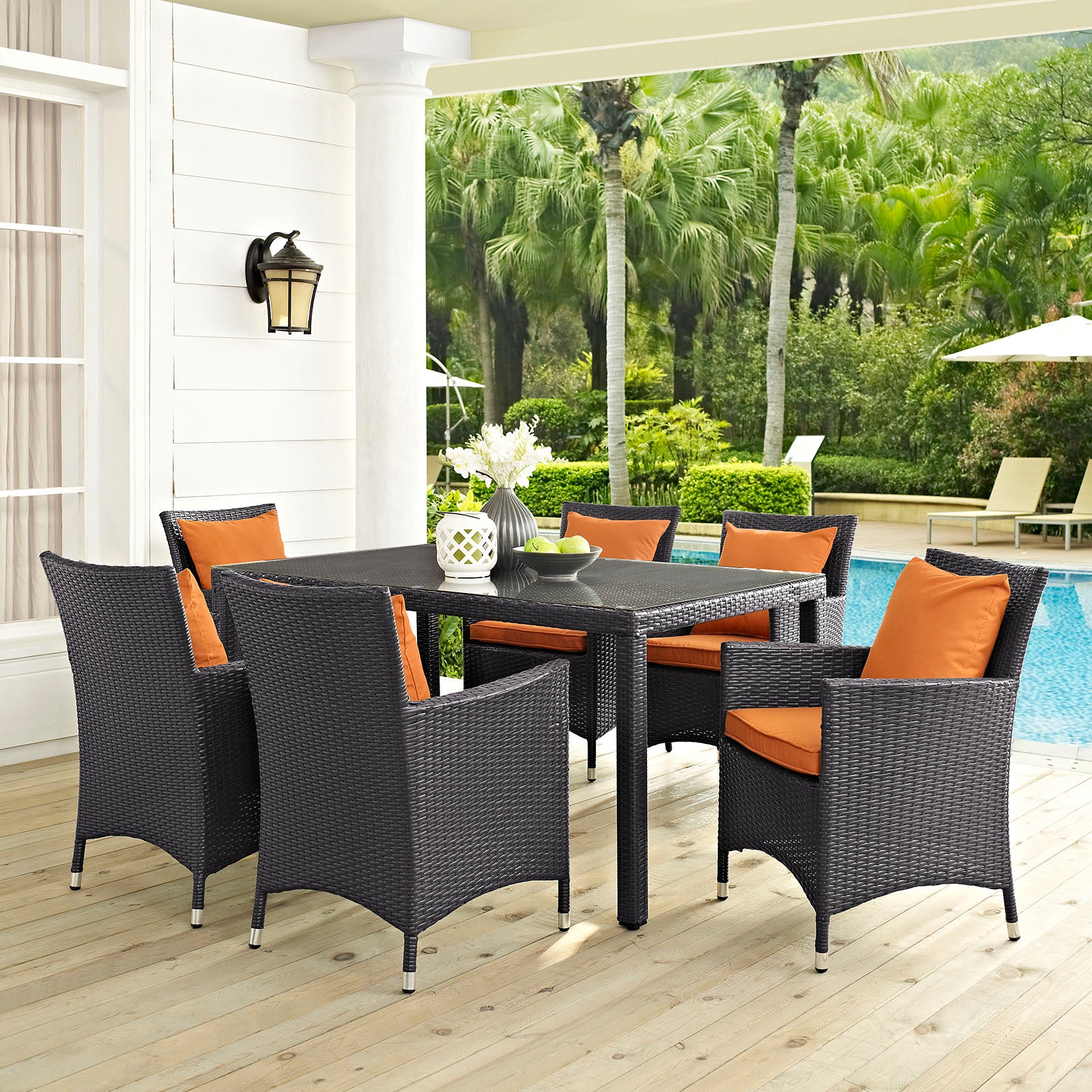 Convene 7-Piece All-Weather Outdoor Dining Set with Stylish Rattan and Durable Cushions